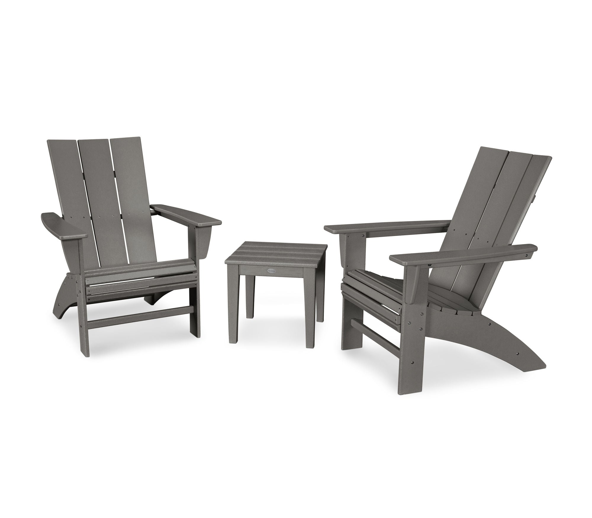 POLYWOOD Modern 3-Piece Curveback Adirondack Outdoor Patio Set - Durable All-Weather Furniture for Garden, Poolside & Backyard Relaxation