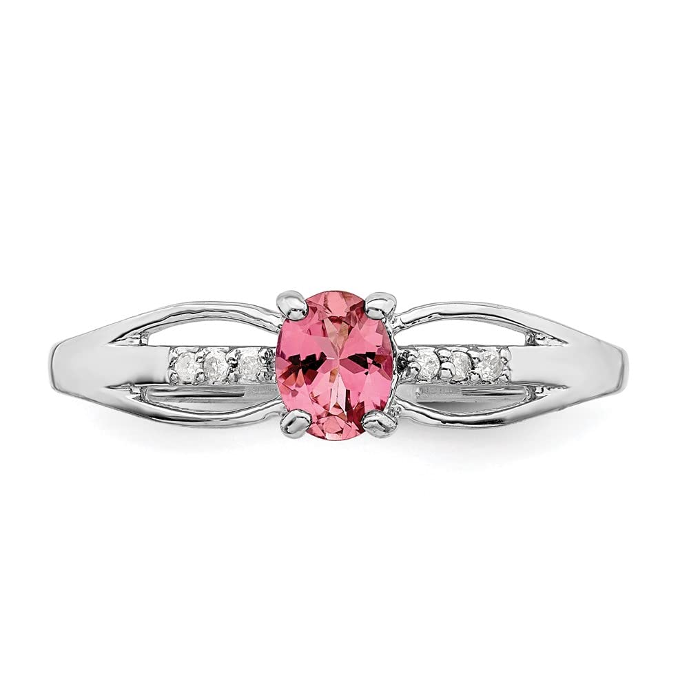 925 Sterling Silver Diamond & Pink Tourmaline Ring for Women - Elegant Fine Jewelry Gift for Her (Perfect for Anniversaries, Birthdays & Valentine's Day)