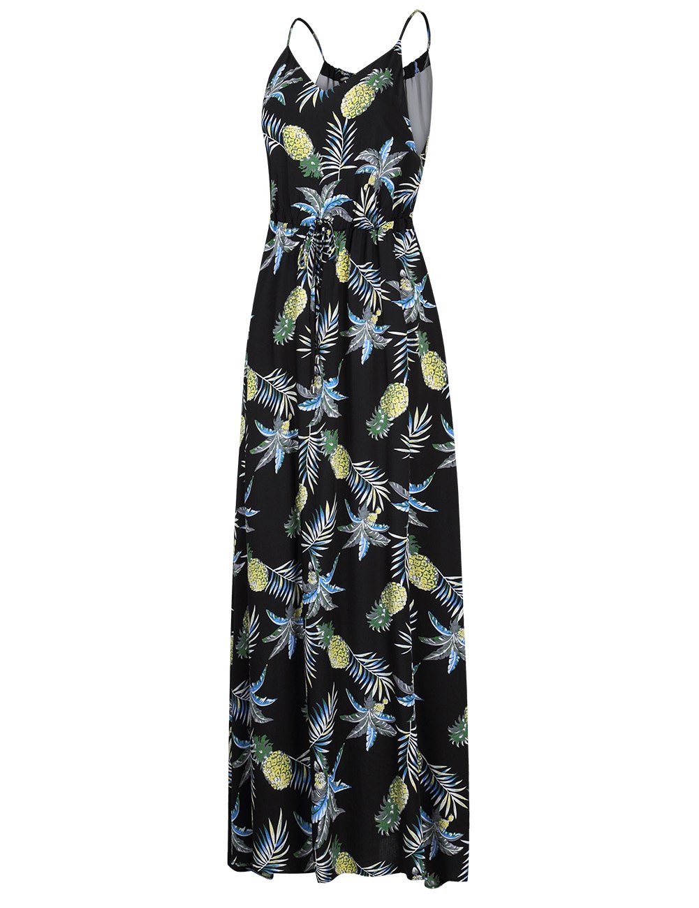 Women's Floral Maxi Dress with V-Neck and Adjustable Straps - Casual Beach Cover Up for Summer Vacations, Pool Parties, and Tropical Getaways