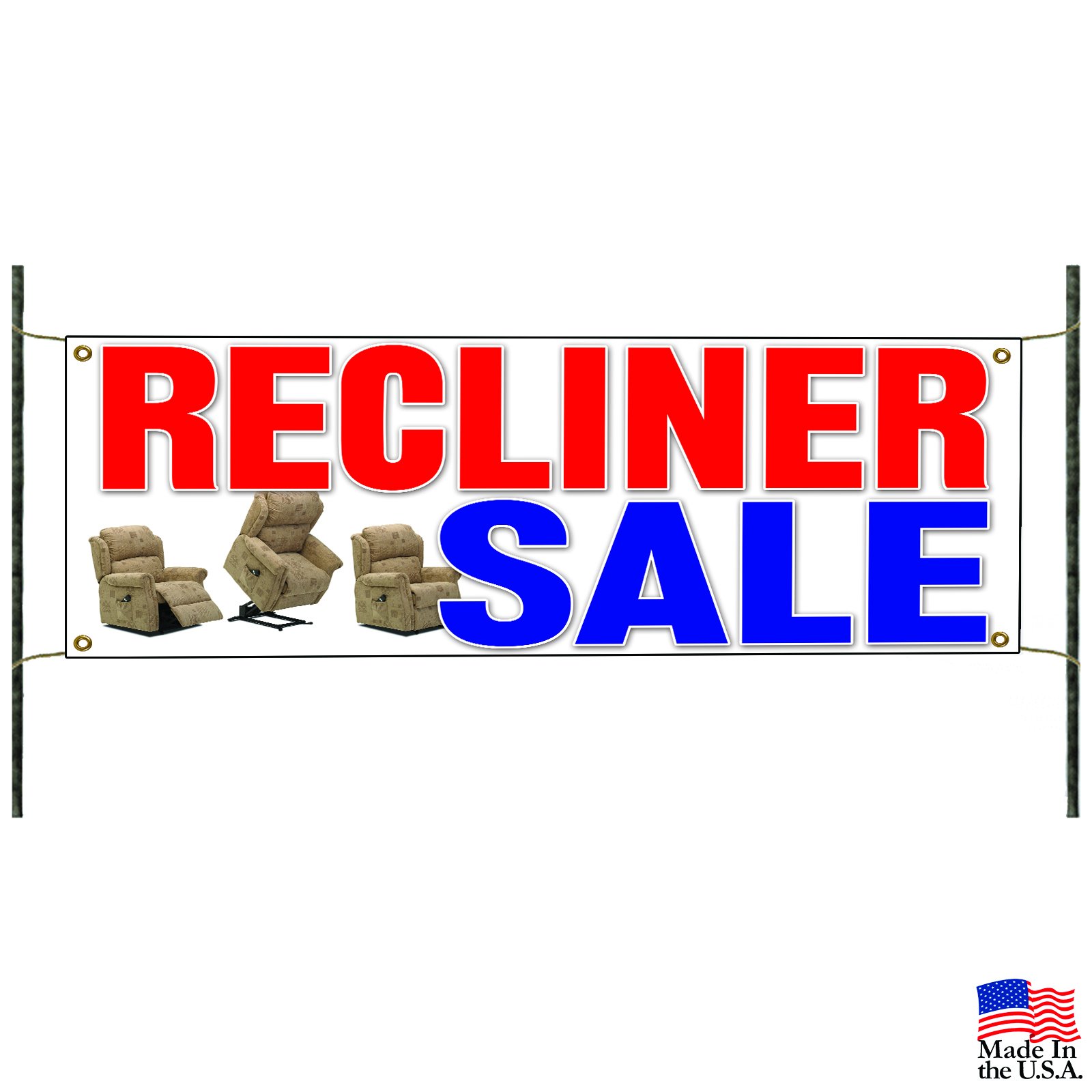 Recliner Sofa for Sale - Comfortable Home & Office Furniture - Durable Vinyl Advertising Banner - Perfect for Storefronts, Sales Events & Business Promotions