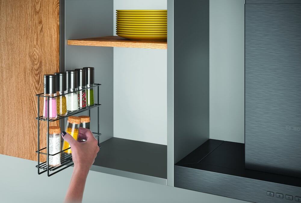 2-Tier Pull-Out Spice Rack Organizer - Matte Black Kitchen Cabinet Storage Solution for Herbs & Seasonings - Perfect for Small Spaces & Pantry Organization