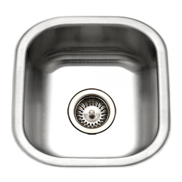 Houzer Club Series 17-Inch Stainless Steel Undermount Bar & Prep Kitchen Sink with Basket Strainer & Bottom Grid - Perfect for Home Bars, Restaurants & Commercial Kitchens