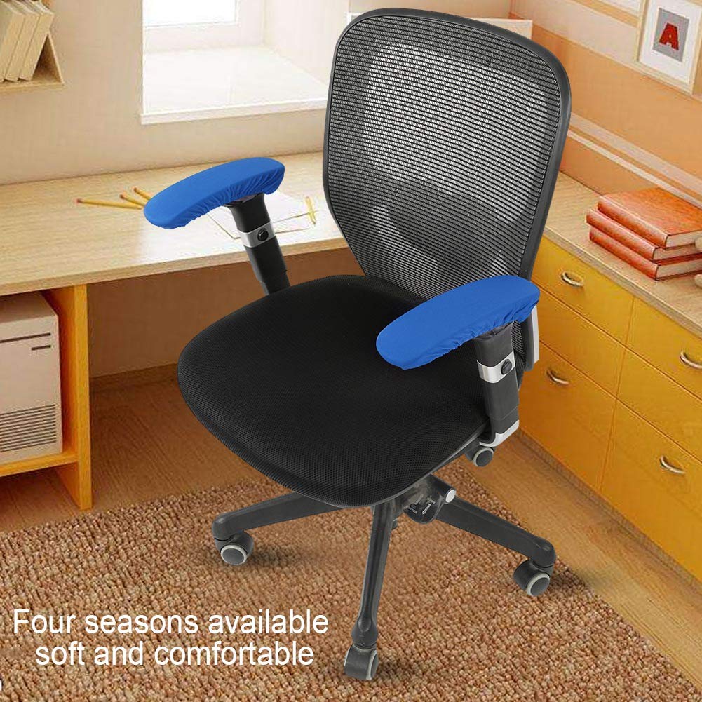 1 Pair Stretchable Office Chair Arm Covers - Soft Polyester Elastic Armrest Protectors for Desk & Computer Chairs (Blue) | Washable & Durable for Home Office & Workspace Comfort
