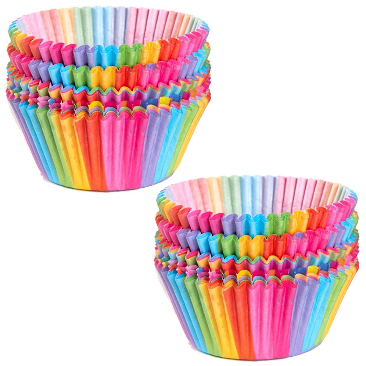 100pcs Rainbow Cupcake Liners - Oven Safe Baking Cups for Wedding, Birthday & Party Decorations | Perfect for Baking, Dessert Displays & Holiday Treats