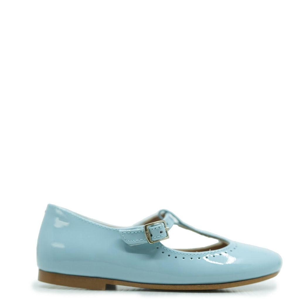 Sky Blue Patent Leather T-Strap Mary Jane Shoes for Women - Elegant & Comfortable Dress Shoes for Weddings, Parties & Office Wear