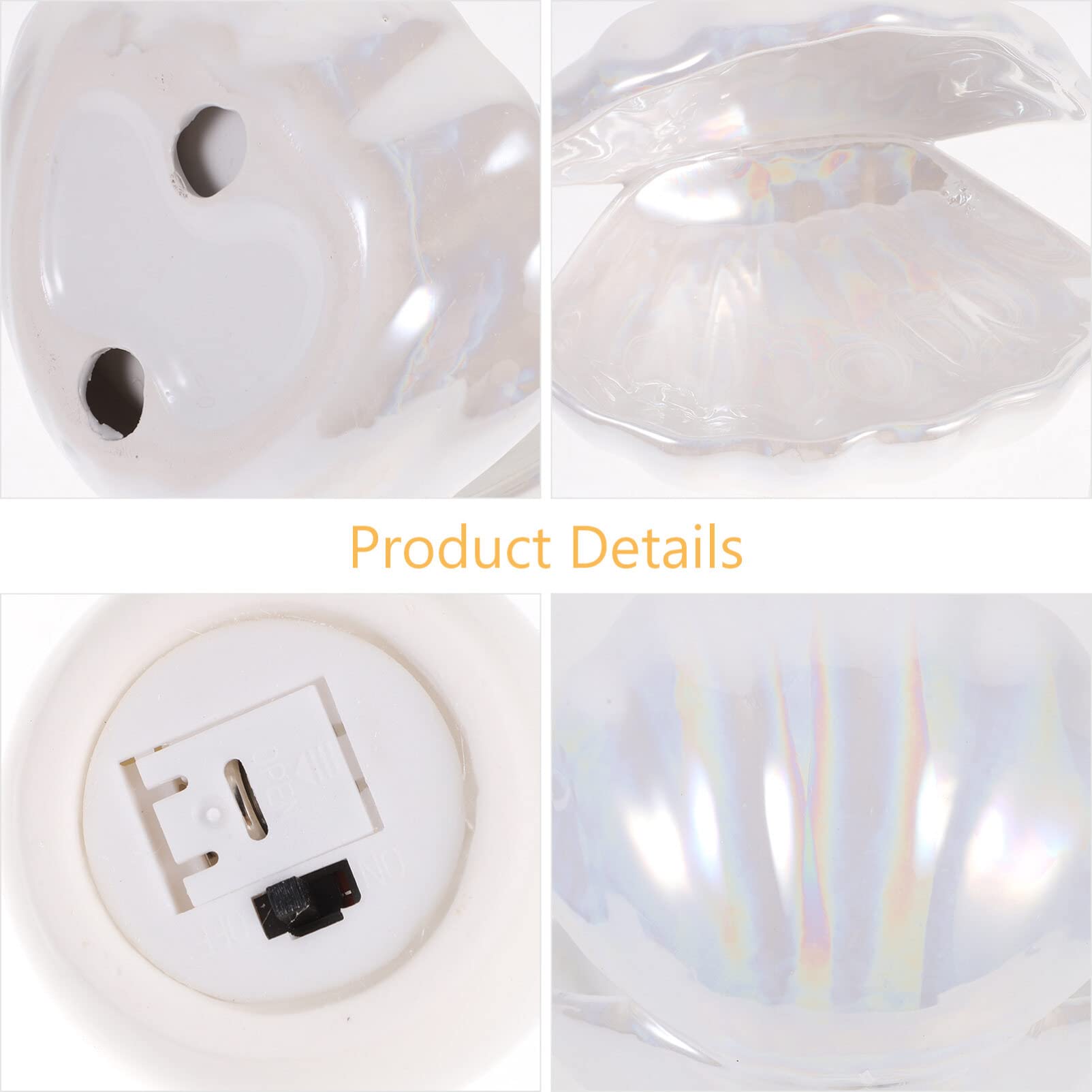 Pearl Shell Night Light - USB Rechargeable Bedside Lamp for Bedroom, Desktop Decor, Nursery, Home Decor | Soft Glow for Relaxation & Sleep Aid