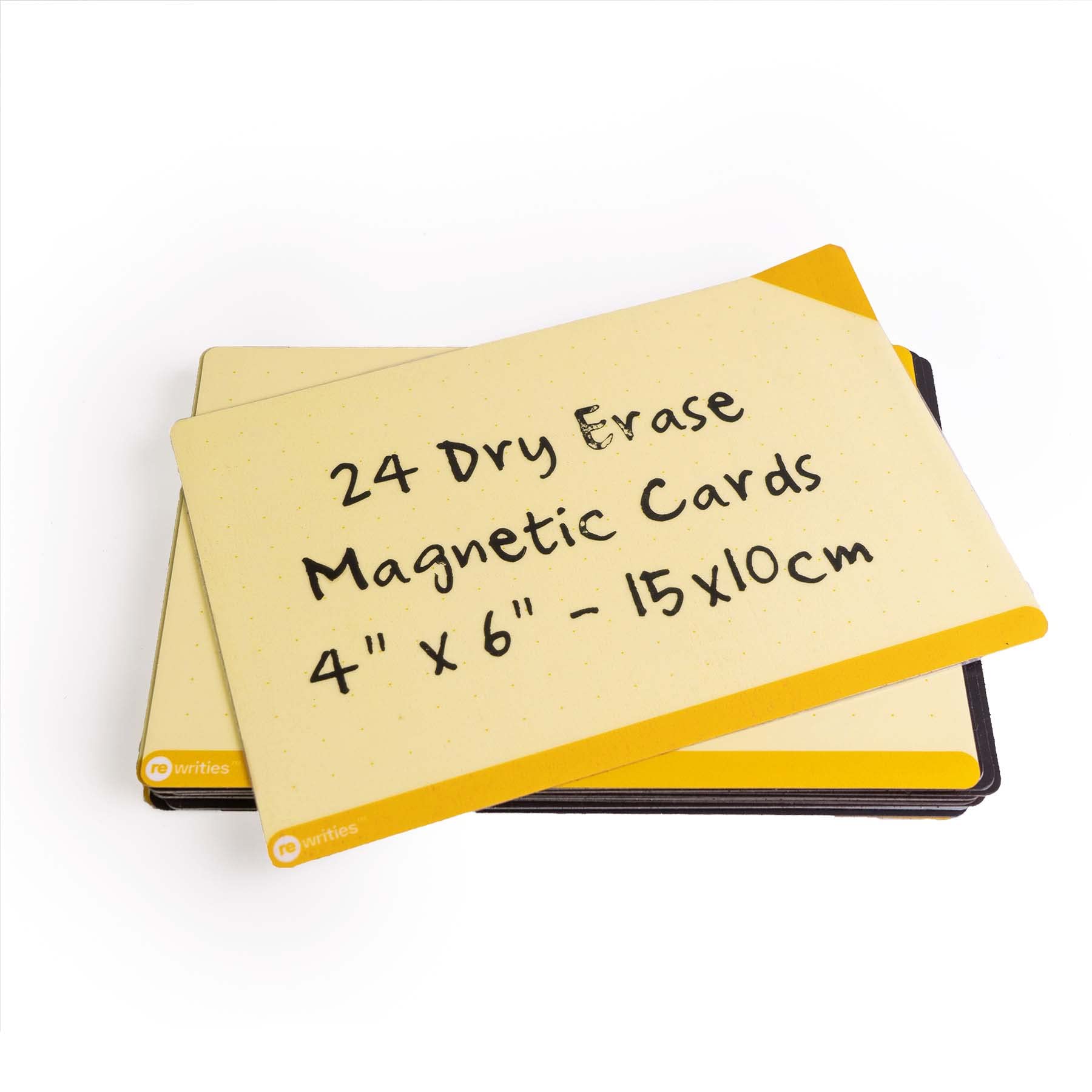 24 Dry Erase Magnetic Cards 4x6 Inches - Reusable Whiteboard Notes for Tasks, Planning & Organization - Perfect for Office, Classroom & Home Use (Yellow)