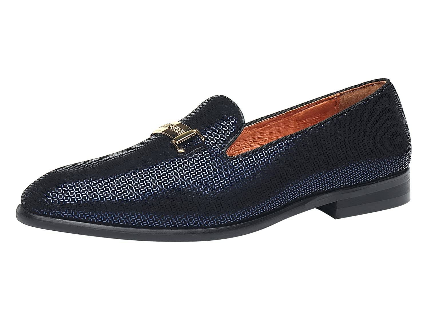 ELANROMAN Men's Gold Buckle Loafers - Comfortable Slip-On Dress Shoes for Wedding, Party & Business Casual | Penny Loafers for Men with Metallic Accent | Perfect for Formal Events & Office Wear