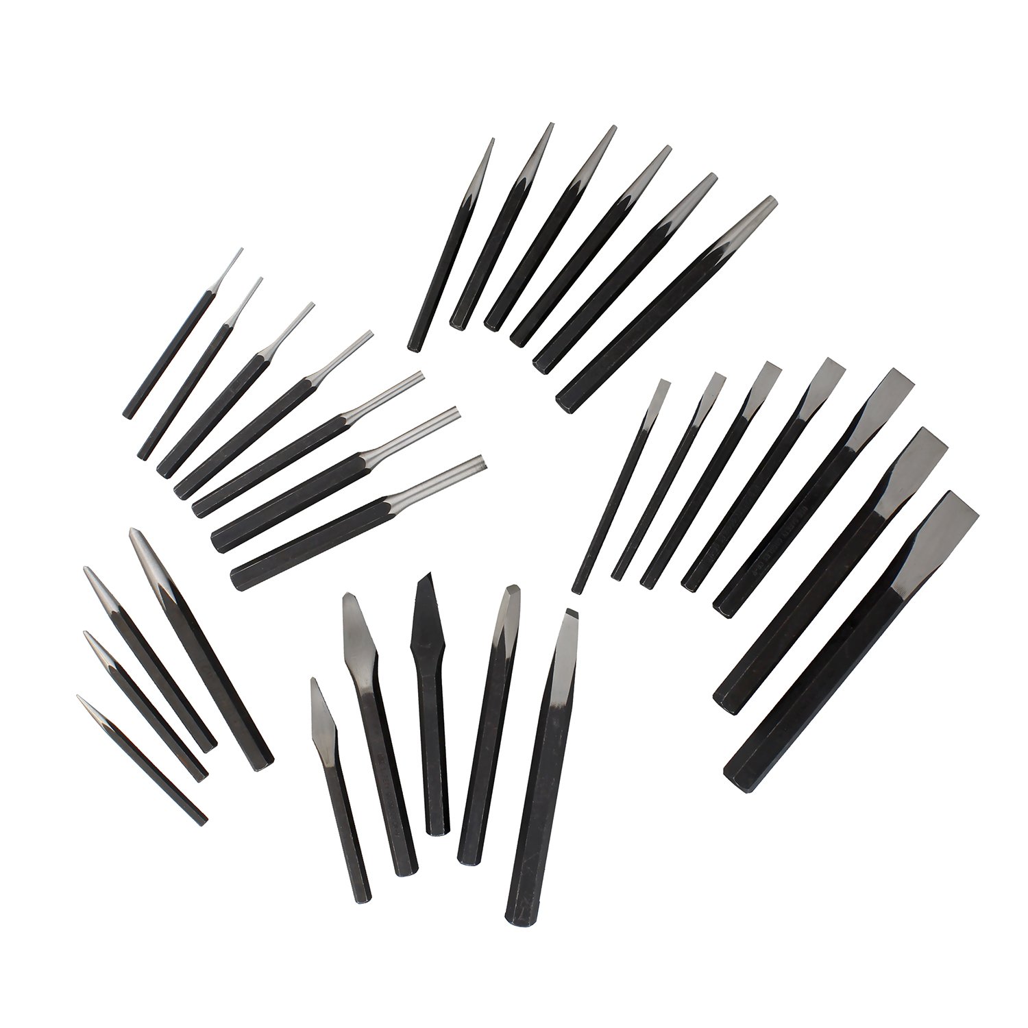 29-Piece Cold Chisel Set - Automotive Punch & Chisel Tool Kit for Metalworking, Woodworking & DIY Projects - Heavy Duty Steel Construction for Professional Use
