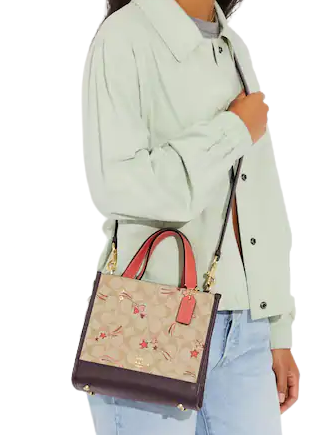 Coach Dempsey Tote 22 in Signature Canvas with Heart & Star Print - Stylish Women's Shoulder Bag for Work, Travel & Everyday Use
