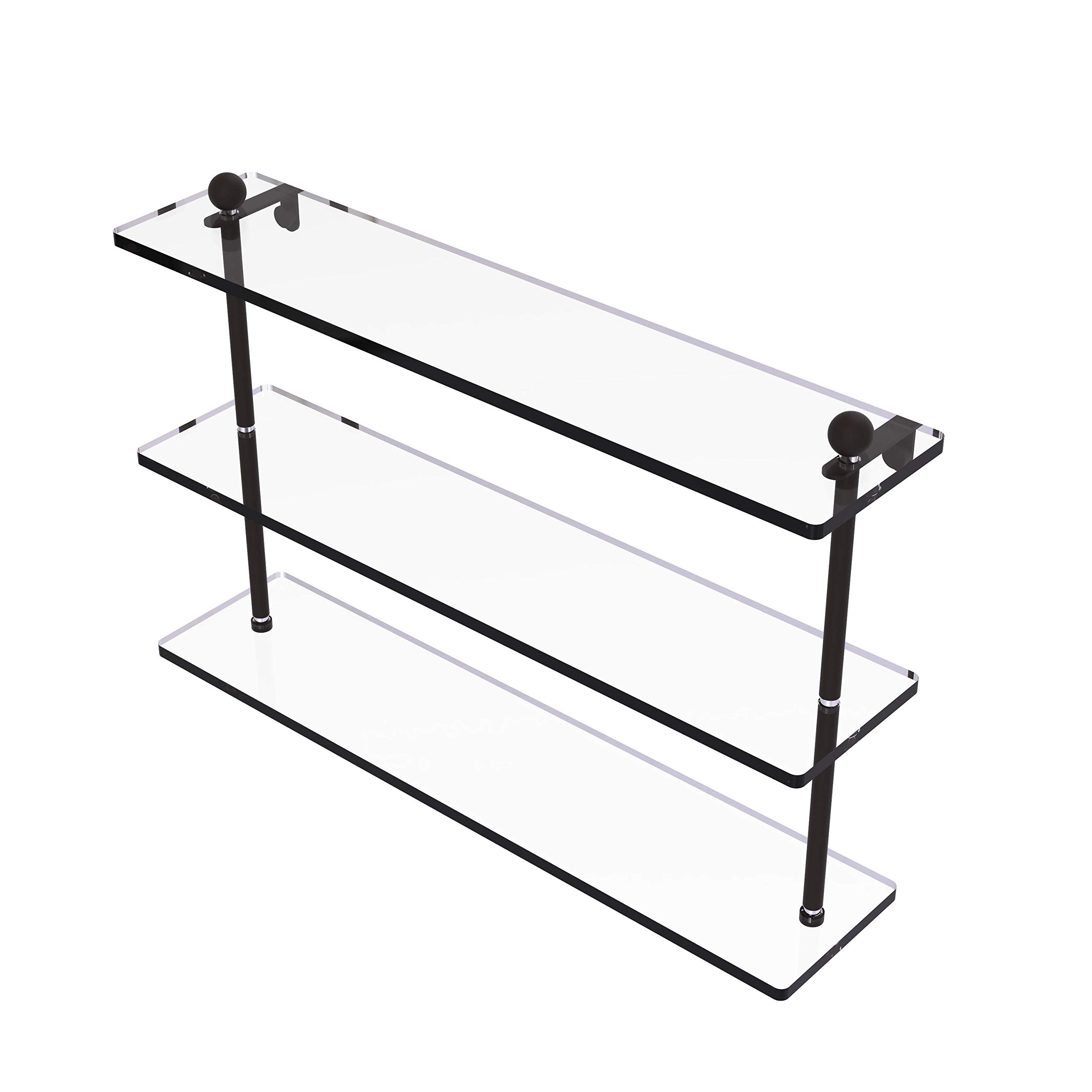 Allied Brass PR-5/22 22-Inch Triple Tiered Glass Shelf in Oil Rubbed Bronze - Perfect for Bathroom, Kitchen, and Living Room Storage & Display