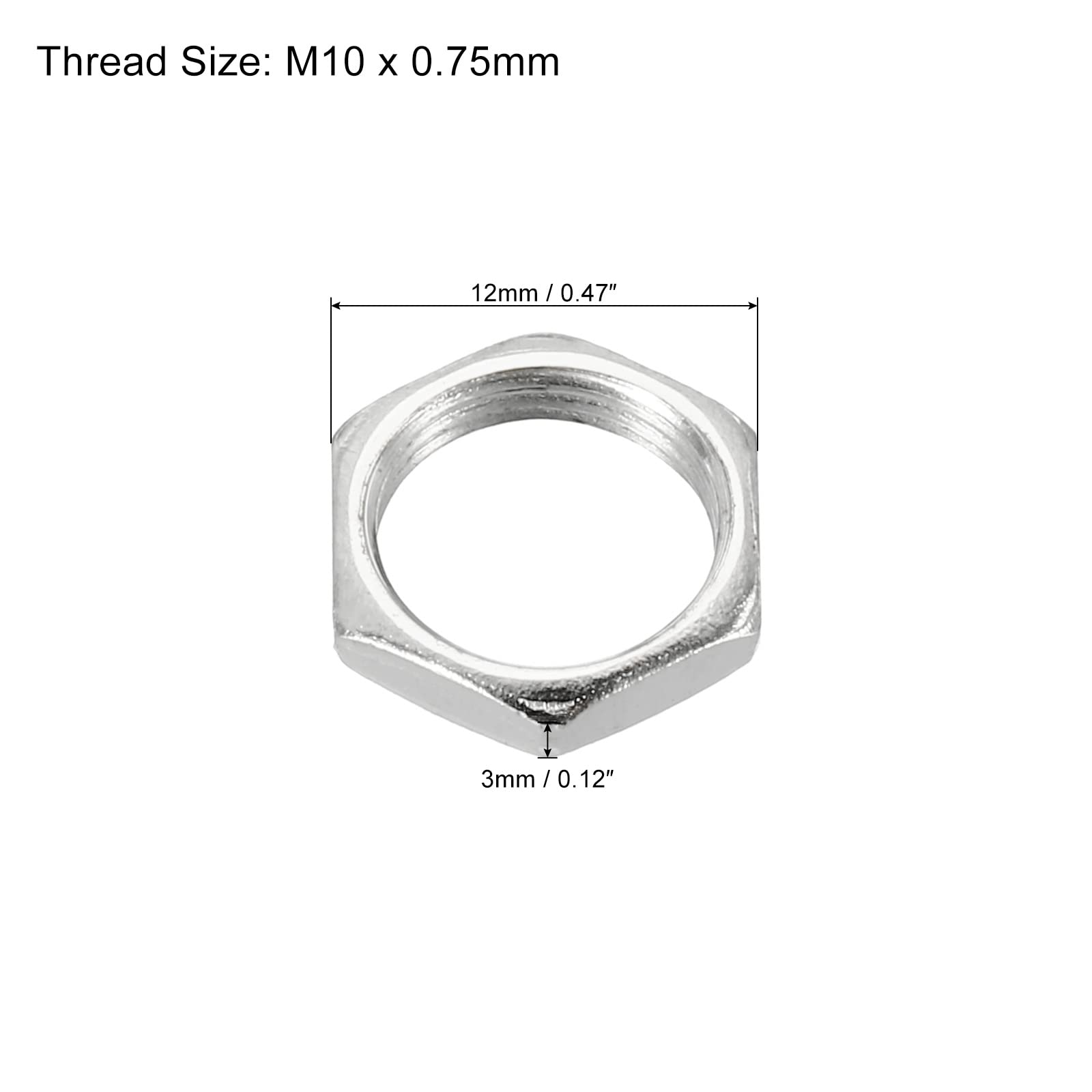 PATIKIL M10 x 0.75 Steel Hex Nuts, 30 Pack - Metric Thread Zinc Plated Nuts for Bolts & Fasteners - 3mm Height - Perfect for Automotive, Machinery & DIY Projects