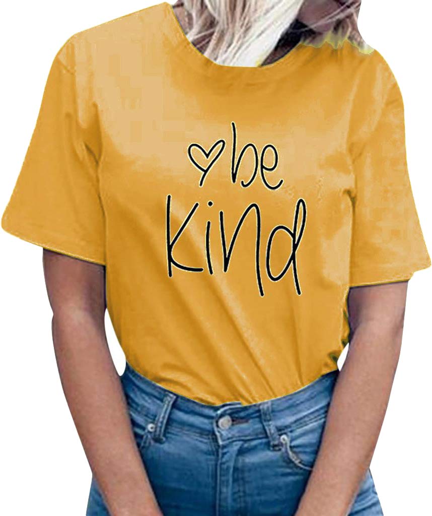 ZAWAPEMIA Women's Be Kind Graphic T-Shirt - Inspirational Teacher Apparel with Screen Printed Letter Design - Perfect for Classroom, Work & Everyday Kindness Outfits