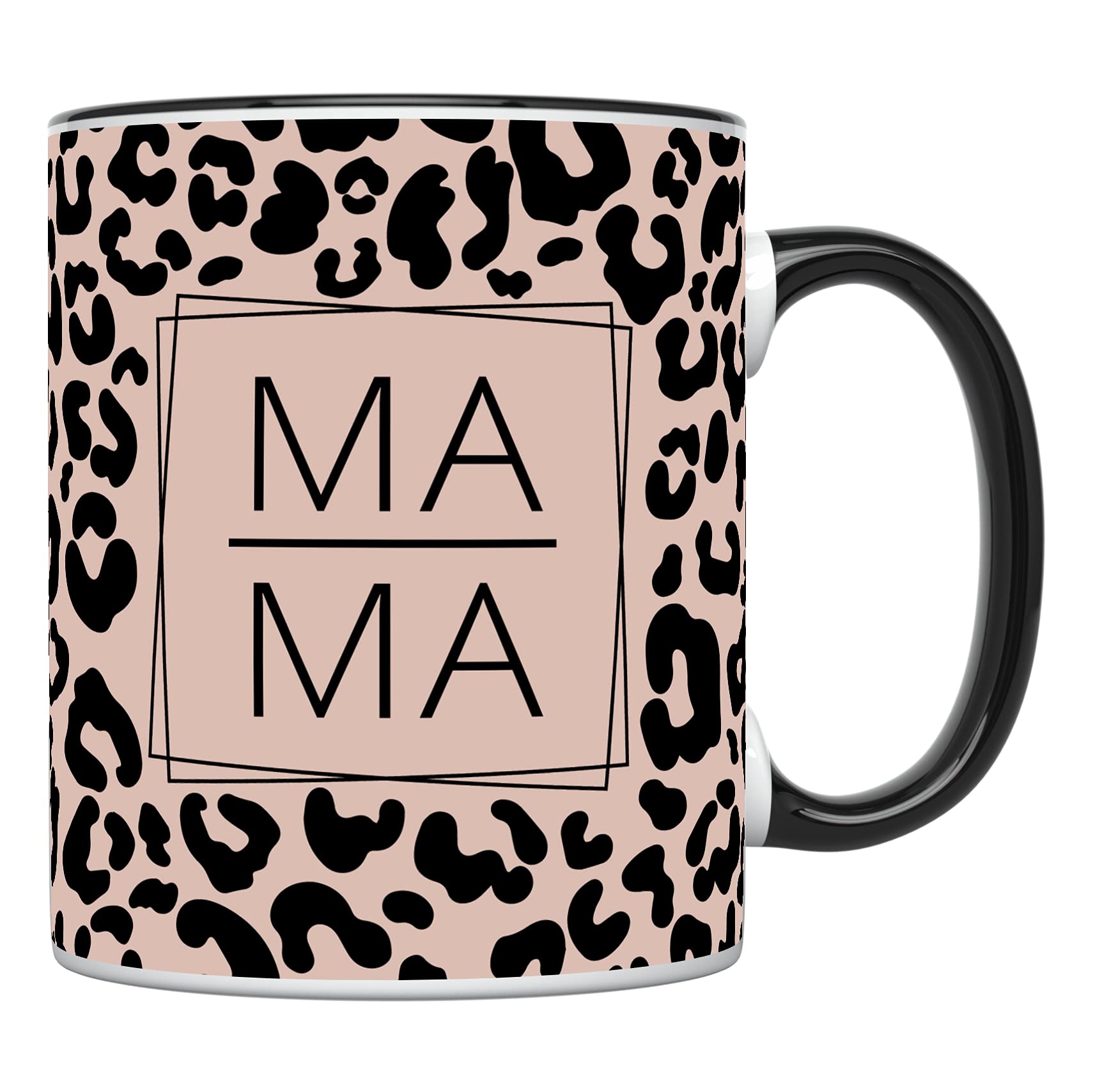 YouNique Designs 11oz Mom Coffee Mug - Best Mom Ever Gift from Daughter & Son, Leopard Print Ceramic Cup with Black Handle - Perfect for Mother's Day, Birthday, or Everyday Use