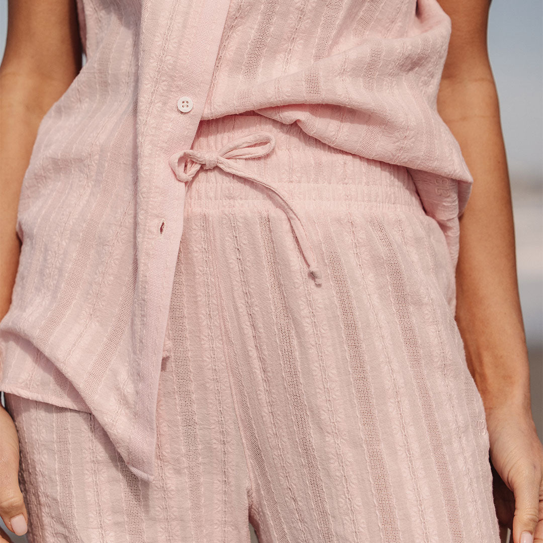 Women's Cabana Pants - Soft Pink Lounge Pants for Summer Beach Vacation & Casual Wear | Comfortable Elastic Waist Pajama Bottoms for Relaxing at Home