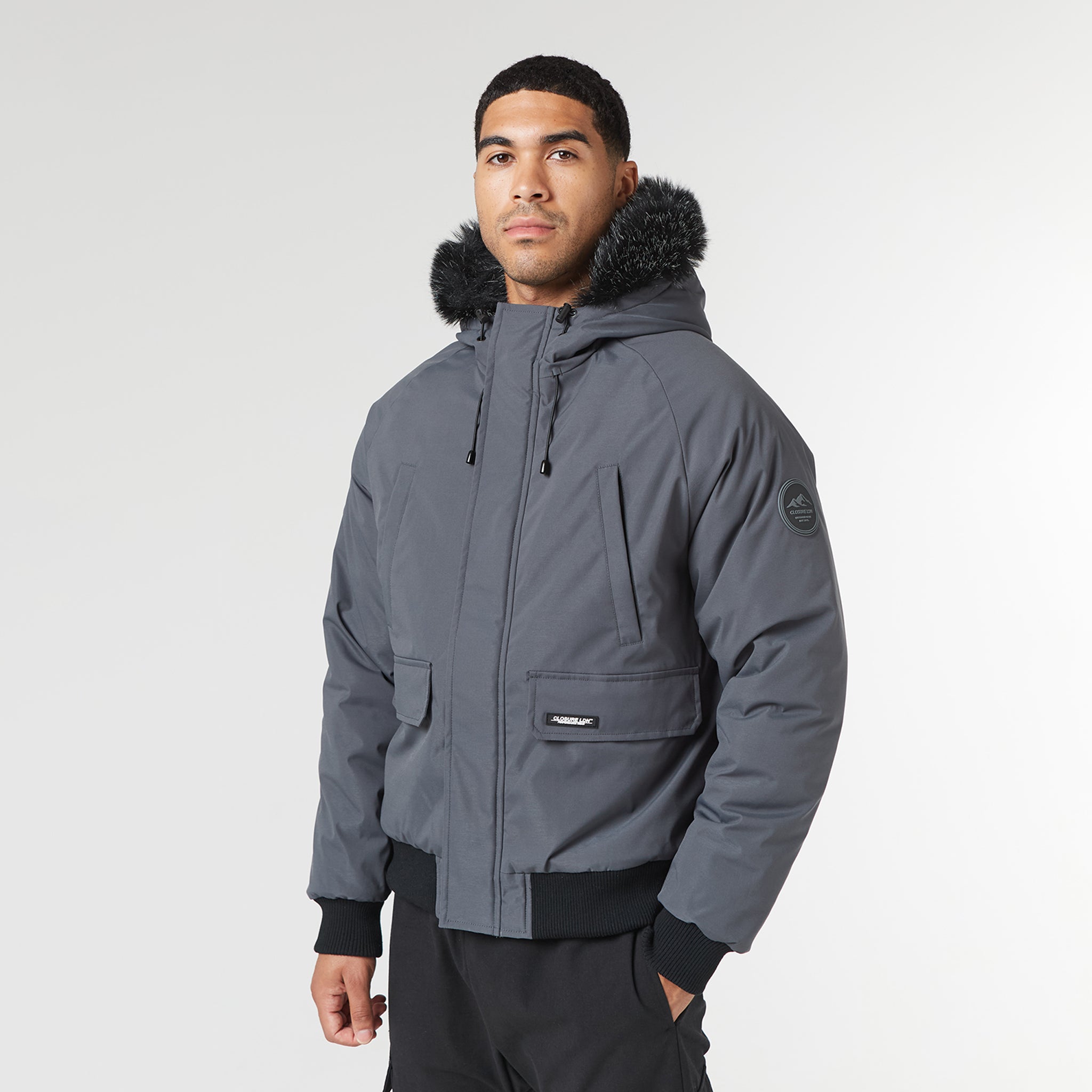 Premium Fur Hooded Jacket for Women & Men - Warm Winter Coat in Charcoal Gray | Cozy Outerwear for Snow, Skiing & Cold Weather