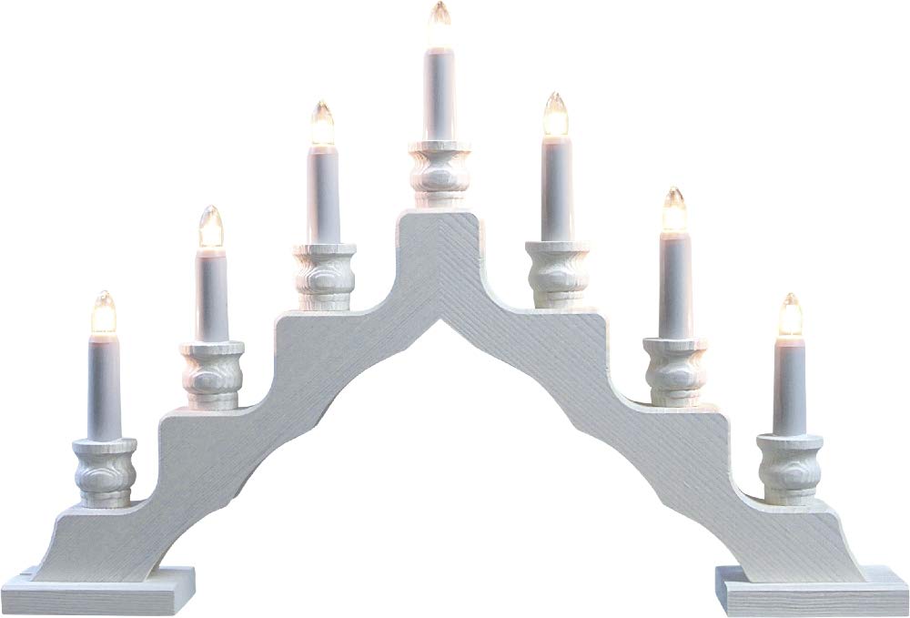 Modern LED Candle Arch - Scandinavian Style White Window Decoration (47.5x33x6 cm) - Perfect for Christmas, Weddings & Home Decor