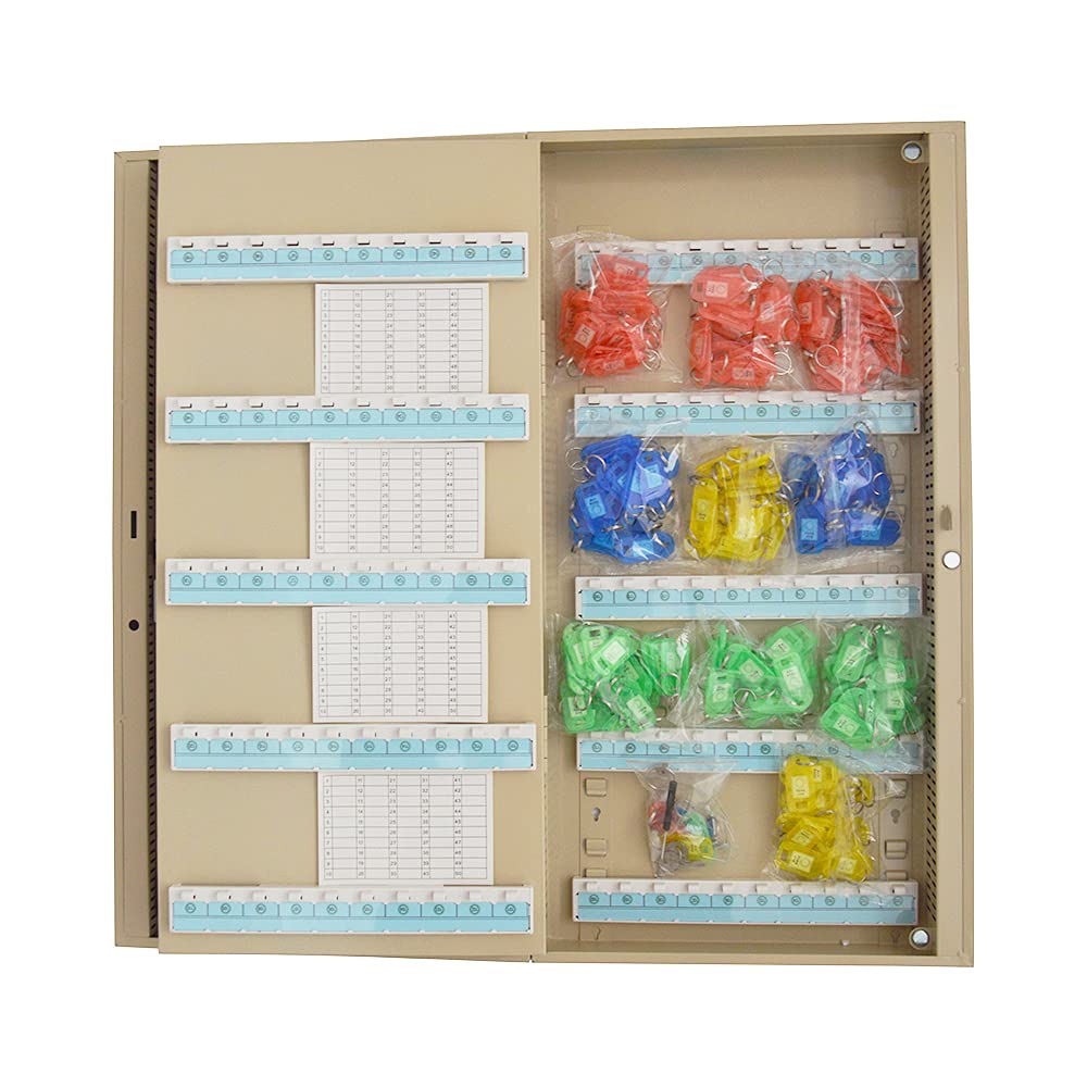 200 Position Adjustable Key Lock Cabinet with Key Hanger - Beige Wall Mount Key Storage Box for Home, Office & Hotel Organization