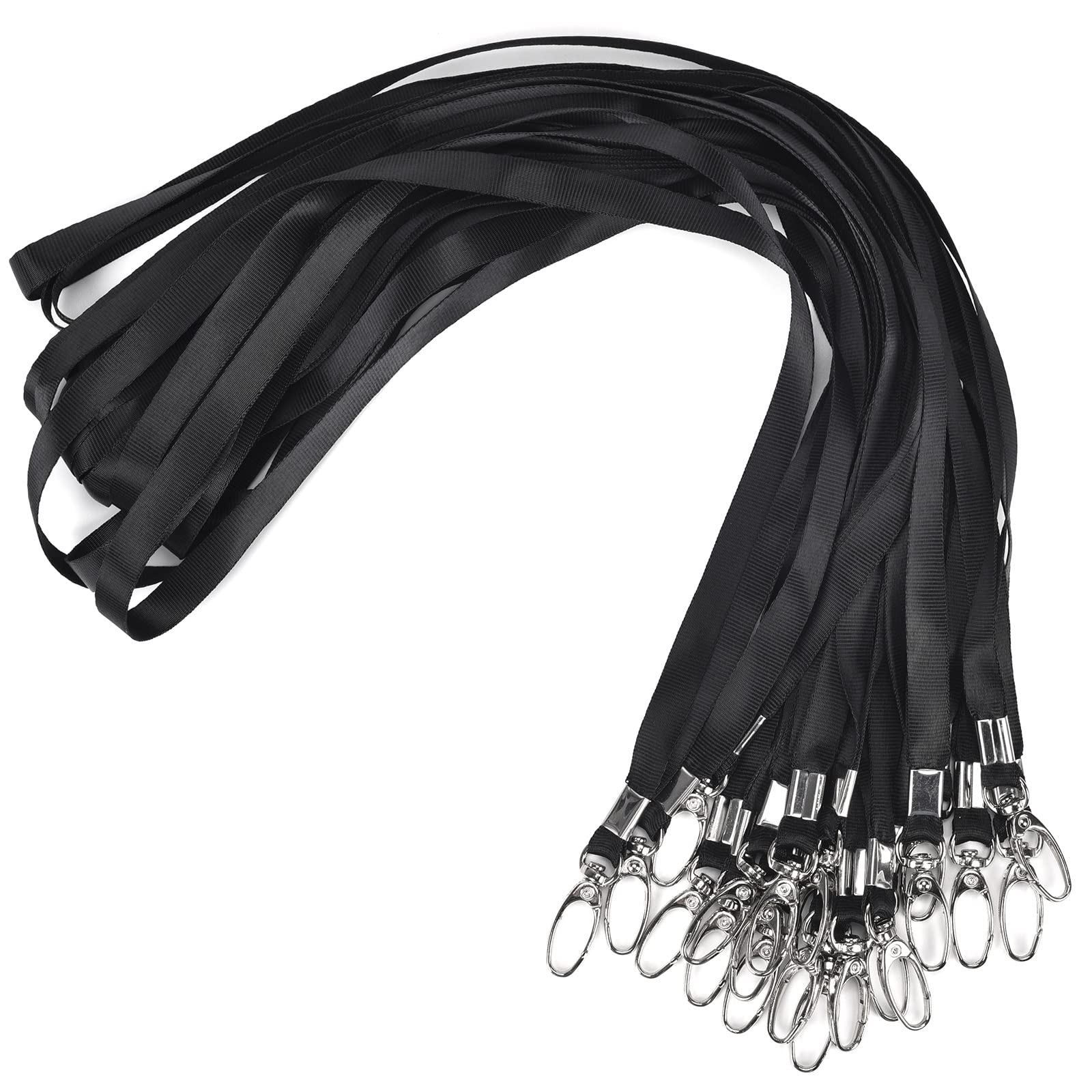 20PCS Black Nylon Lanyards with Swivel Hook for ID Badges & Keys - Office & Event Use