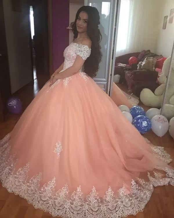 Elegant Off Shoulder Quinceañera Dresses | Ball Gown Sweet 16 Lace Applique Prom Princess Gowns for Teen Girls | Perfect for Quinceañeras, Sweet 16 Parties, Prom Nights & Formal Dances