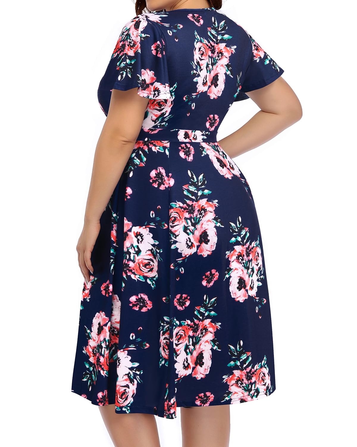 Elegant Plus Size Wrap Dress for Women - Semi Formal Cocktail & Wedding Guest Midi Dress with Empire Waist | Perfect for Parties, Date Nights & Special Occasions