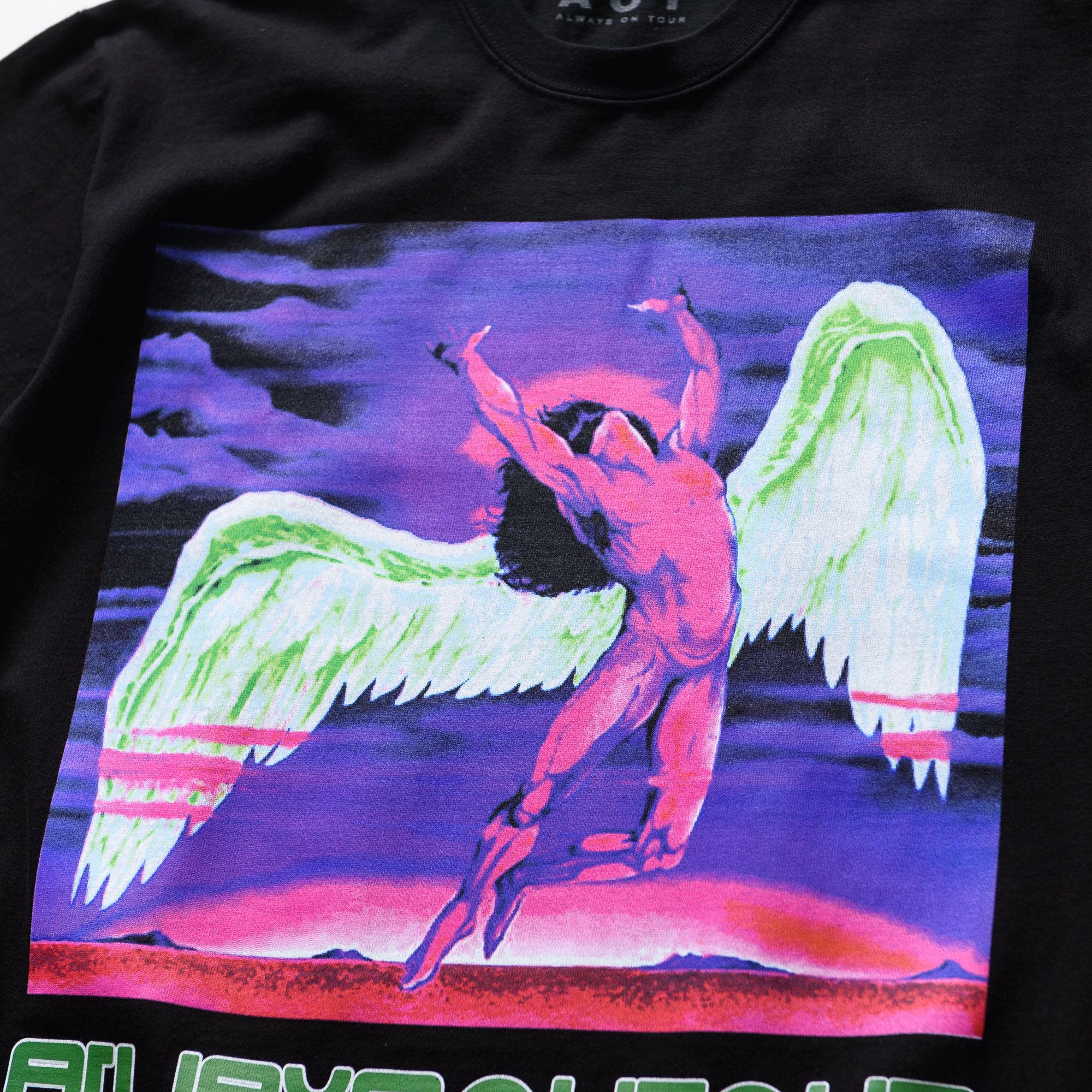 Always On Tour Fallen Angel T-Shirt - Black | Gothic Streetwear for Concerts & Alternative Fashion