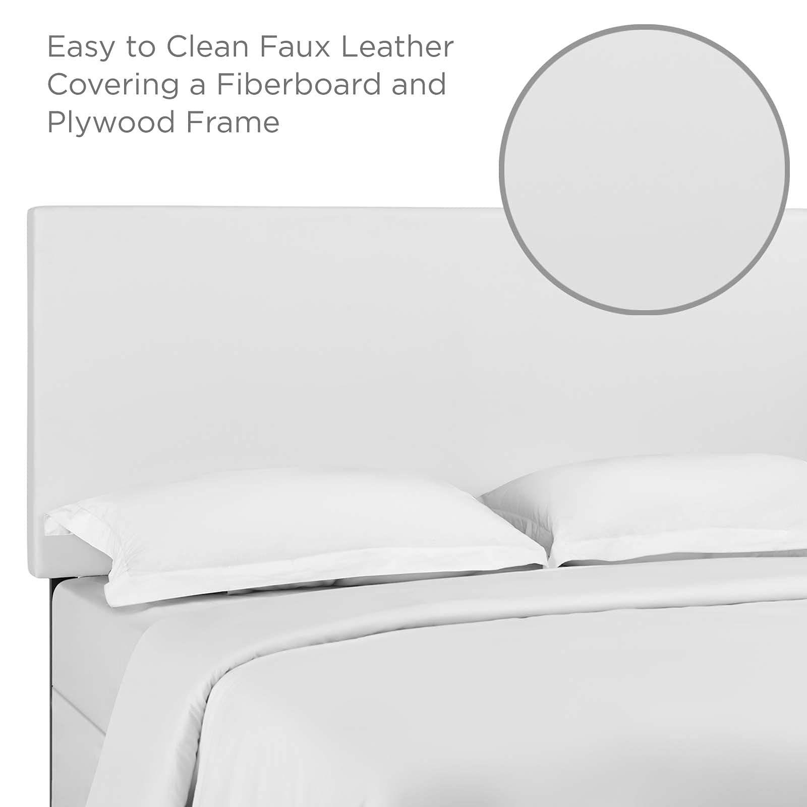 Modway Taylor California King Upholstered Faux Leather Headboard in White - Luxury Bedroom Decor for Modern Master Suites