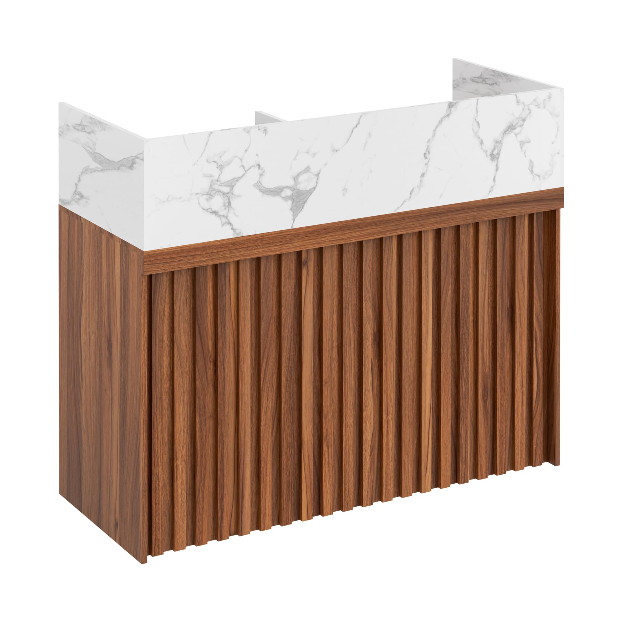 Modern Reception Desk with Counter - Marble Top Front Desk with LED Lights & Cable Grommet for Office, Beauty Salon, Hotel Lobby | Durable Checkout Counter for Retail Stores & Home Office Workspace