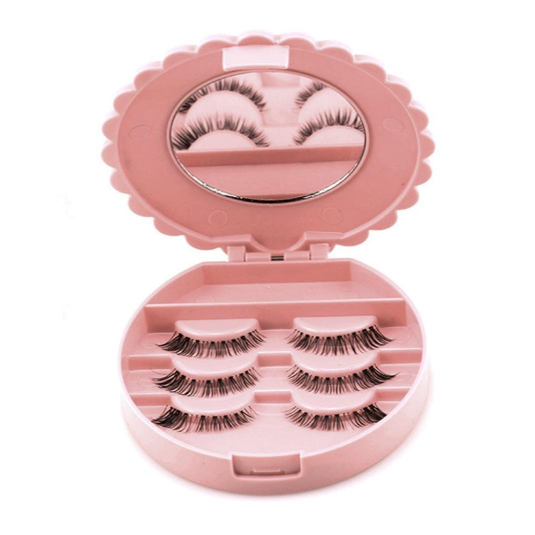 Gemini_mall® Cute Bow False Eyelash Storage Box - Pink Makeup Organizer with Mirror for Eyelashes, Cosmetics & Jewelry | Perfect for Travel, Home Vanity & Gift Giving