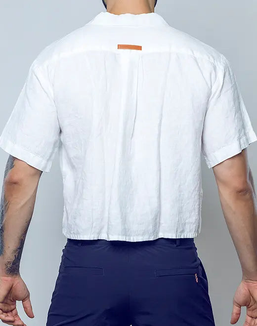 2Eros Women's Cropped Linen Shirt - Breathable Summer Top for Casual Outings & Beach Wear