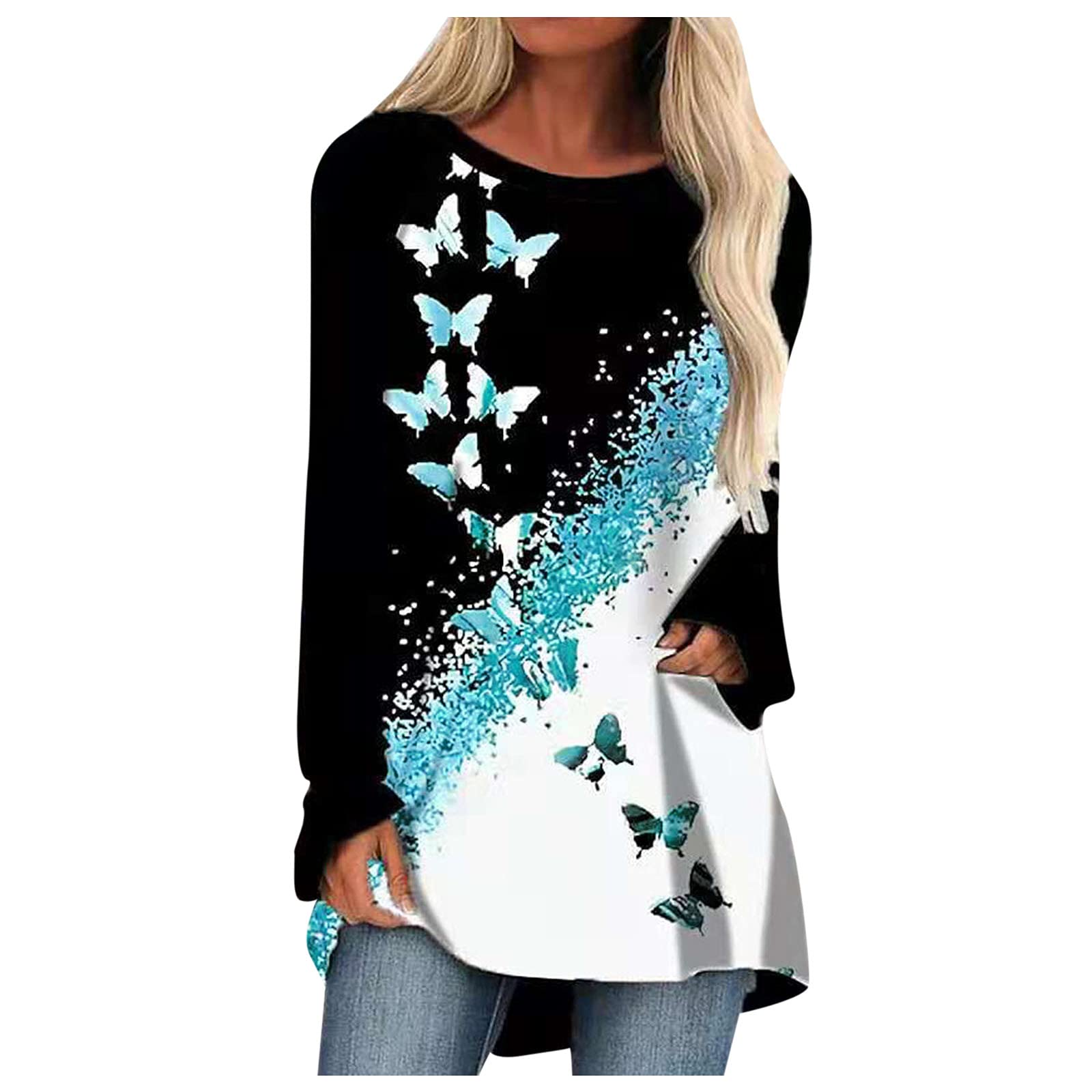 FMCHICO Women's Summer Long Sleeve T-Shirt - Casual Crewneck Tunic Top for Leggings, Loose Blouse | Perfect for Yoga, Workout, Office & Everyday Wear