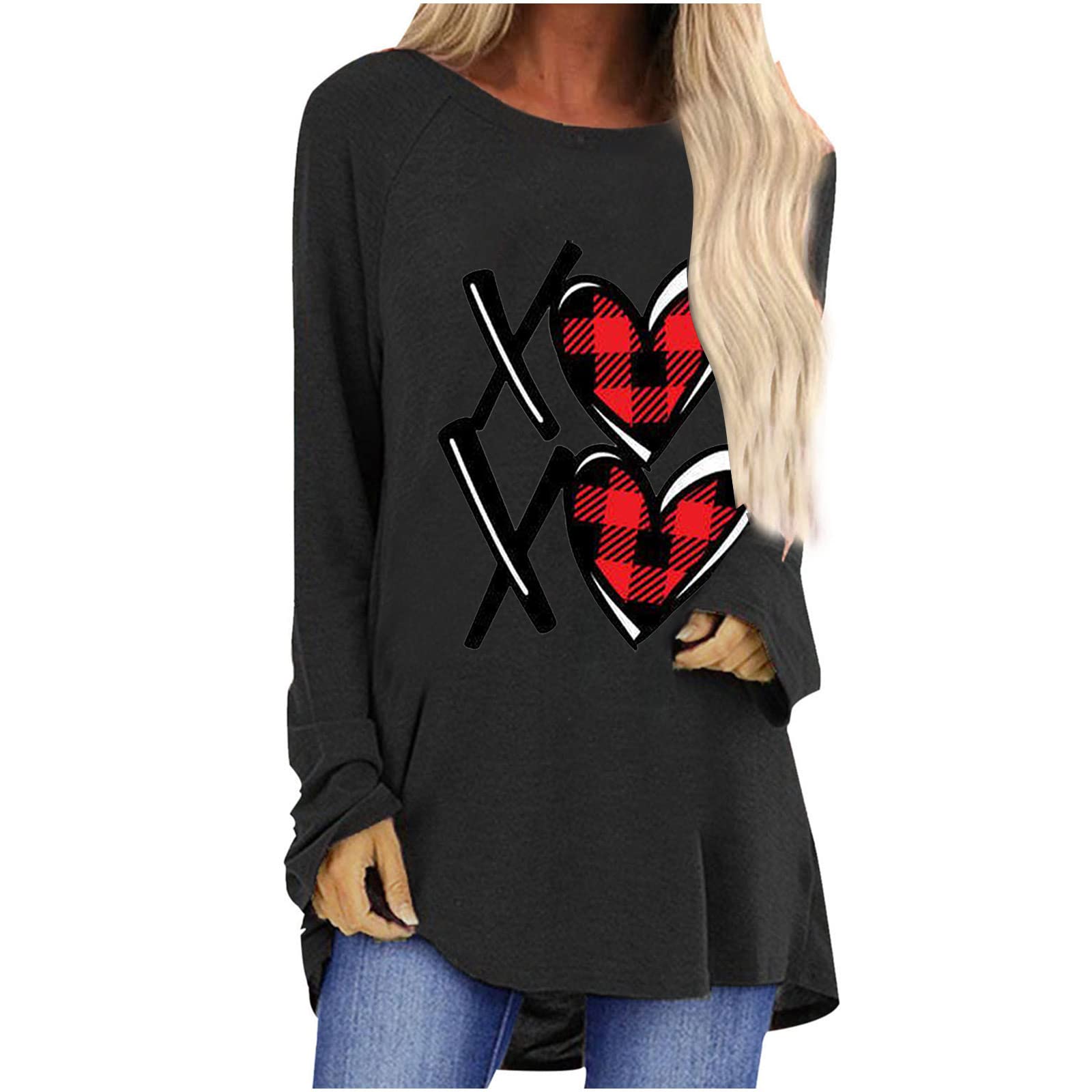 Oversized T-Shirts for Women - Casual Long Sleeve Pullover Blouse for Winter & Fall | Cozy Valentine's Day Gift, Loungewear & Everyday Outfits
