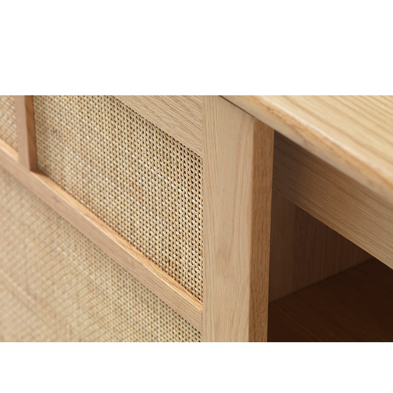 BARRALI 180cm Sideboard Buffet Cabinet - Natural Wood & Rattan Storage Console for Dining Room, Living Room, Entryway