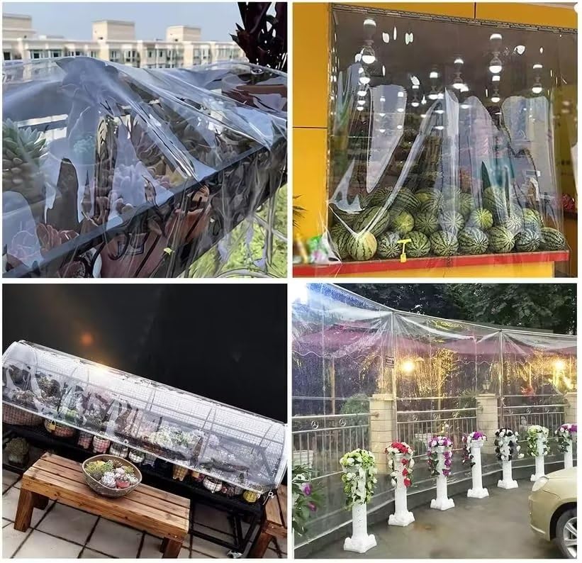 AHWEKR 10' x 12' Clear Heavy Duty Waterproof Tarp - Transparent Reinforced Vinyl with Grommets & Tear-Resistant Edges for Greenhouse, Outdoor Cover, Canopy, Nursery, Camping & Emergency Shelter
