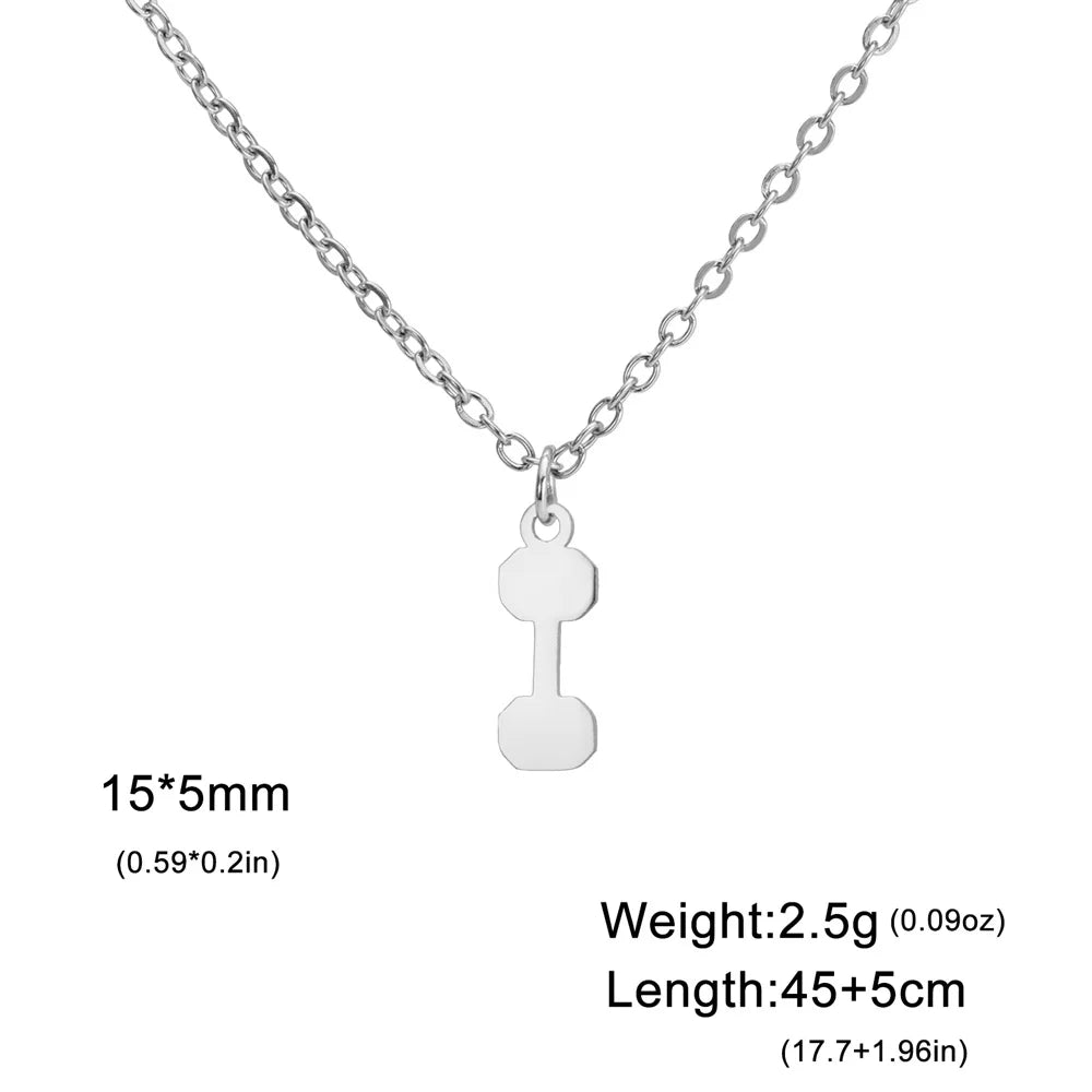 Stainless Steel Dumbbell Necklace for Men - Weightlifting & Gym Jewelry Gift for Bodybuilders & Fitness Enthusiasts | Perfect for Workouts, Sports & Casual Wear