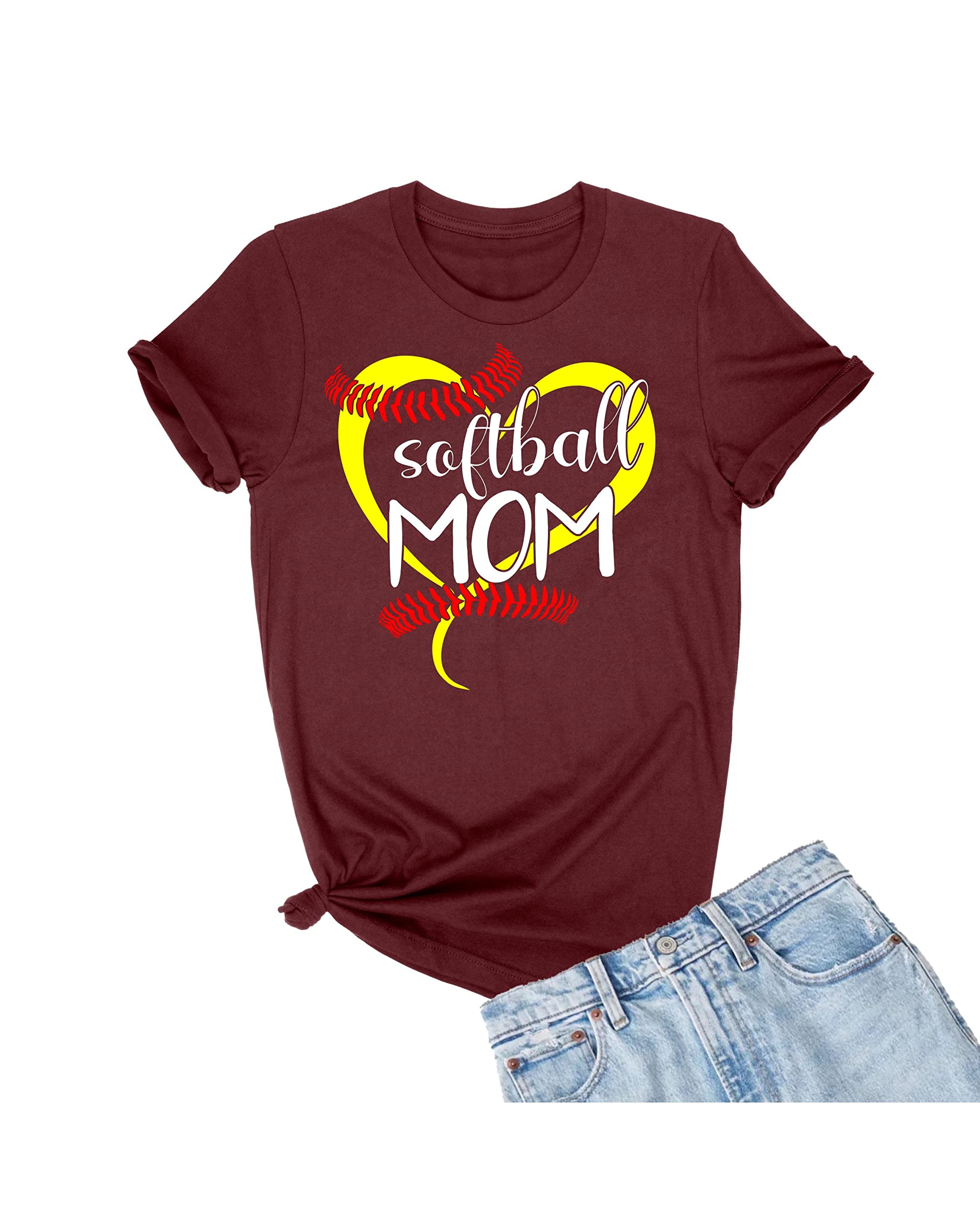 Go All Out Adult Softball Mom T-Shirt - Funny Mother's Day Gift for Baseball Moms - Perfect for Games, Practice & Team Spirit