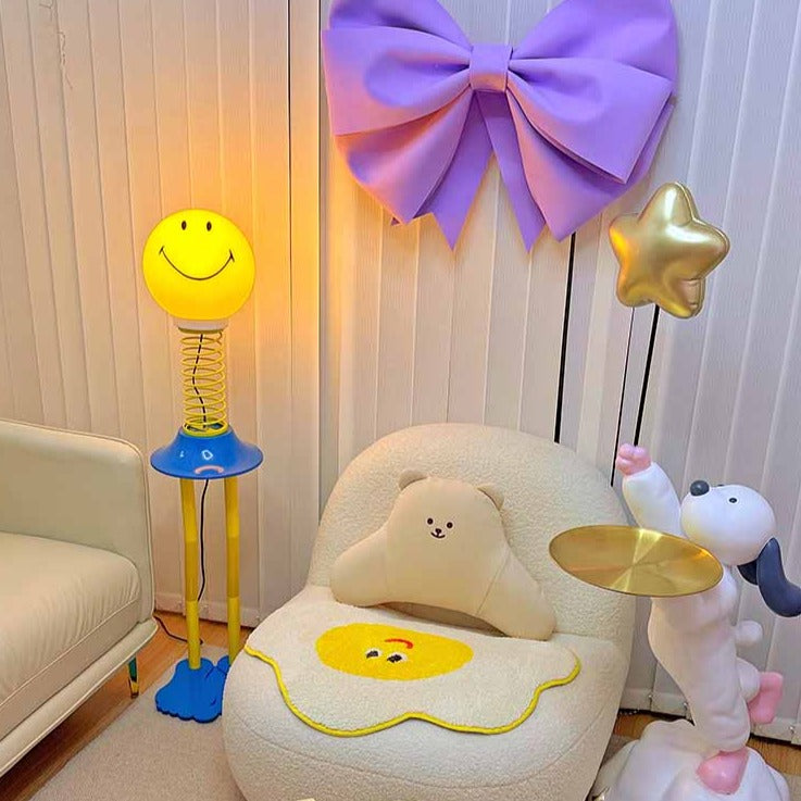Kids Smiley Face Floor Lamp - Adjustable LED Standing Light for Nursery, Bedroom & Playroom - Cute Modern Lighting Decor for Children's Rooms