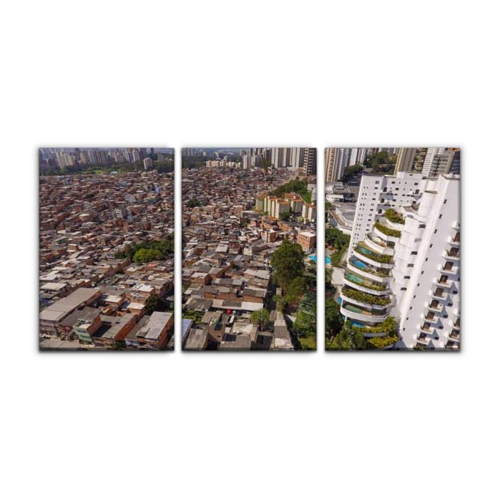 Gracelapin Modern Canvas Wall Art Set - 3-Piece Printed Oil Painting Landscape of Favela do Paraisópolis, São Paulo - Home, Office, Bedroom Decor (16x24 Inches, Framed) - Perfect for Living Room Accent Wall, Gallery Display & Housewarming Gifts
