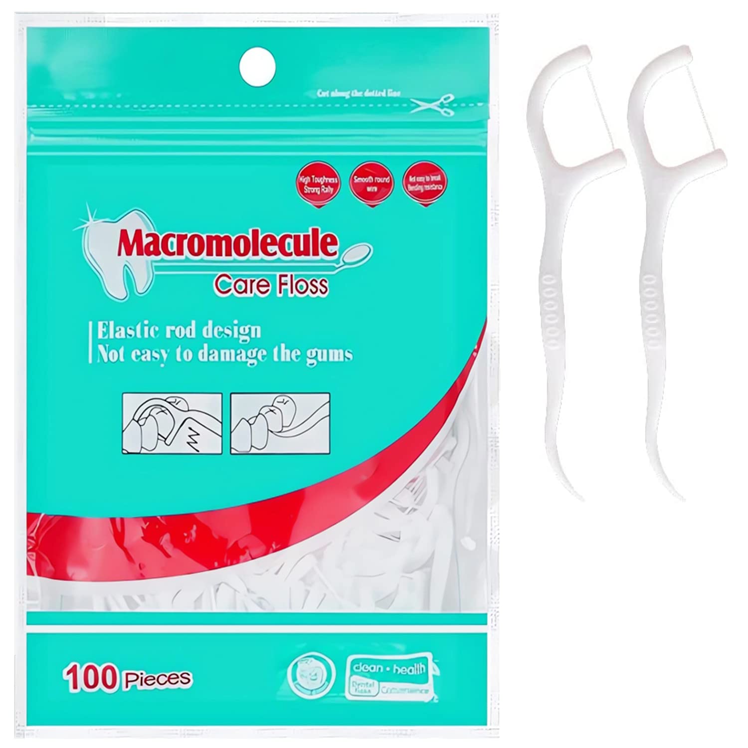 100 Pcs Dental Floss Picks - Mint Flavored Teeth Cleaning Sticks with Floss & Toothpick | Disposable Oral Hygiene Tools for Travel, Office & Home Use