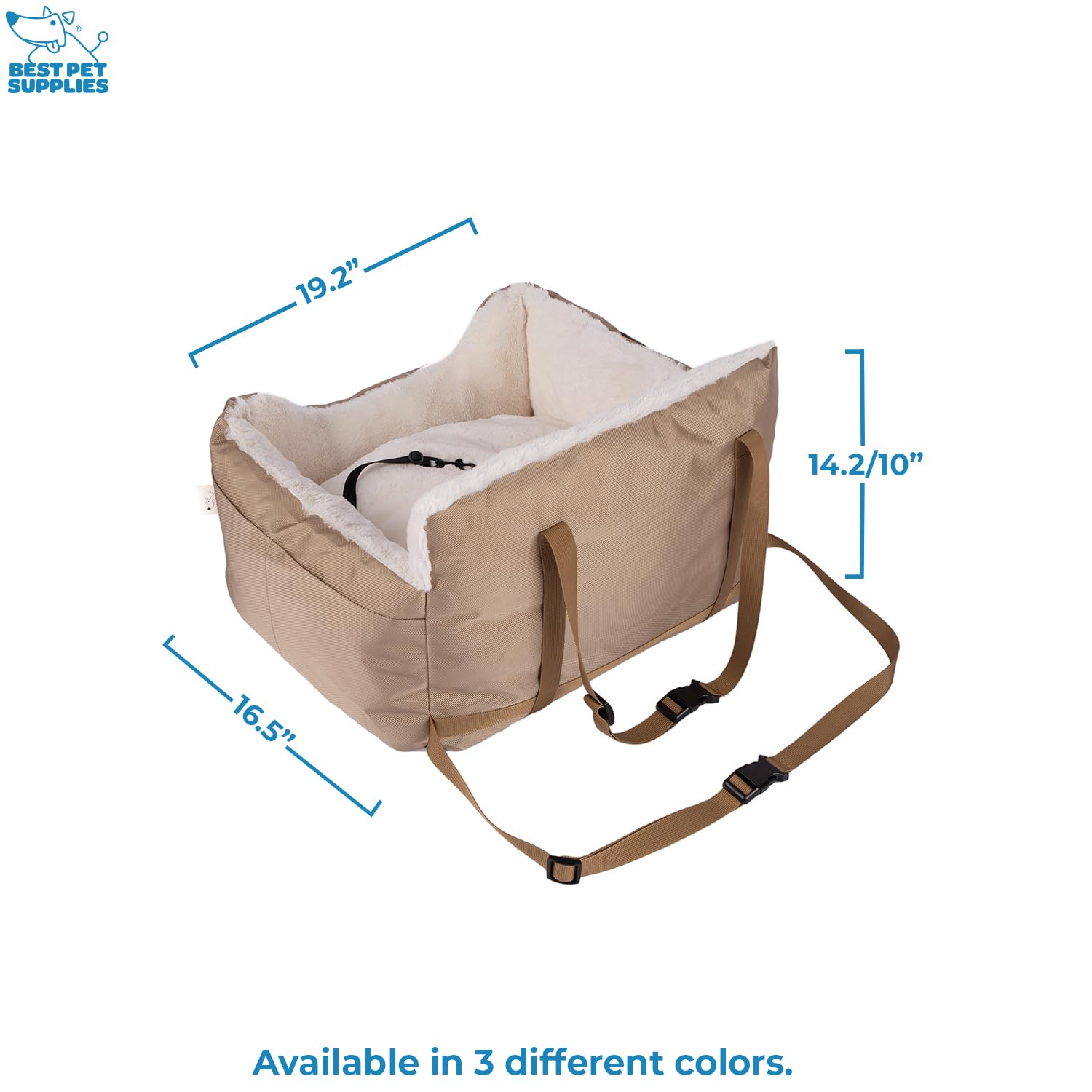 Premium Dog Car Booster Seat for Small & Medium Dogs - Soft Plush Cushion with Comfortable Bedding, Secure Safety Straps & Supportive Pillow (Brown) - Perfect for Road Trips & Travel Accessories
