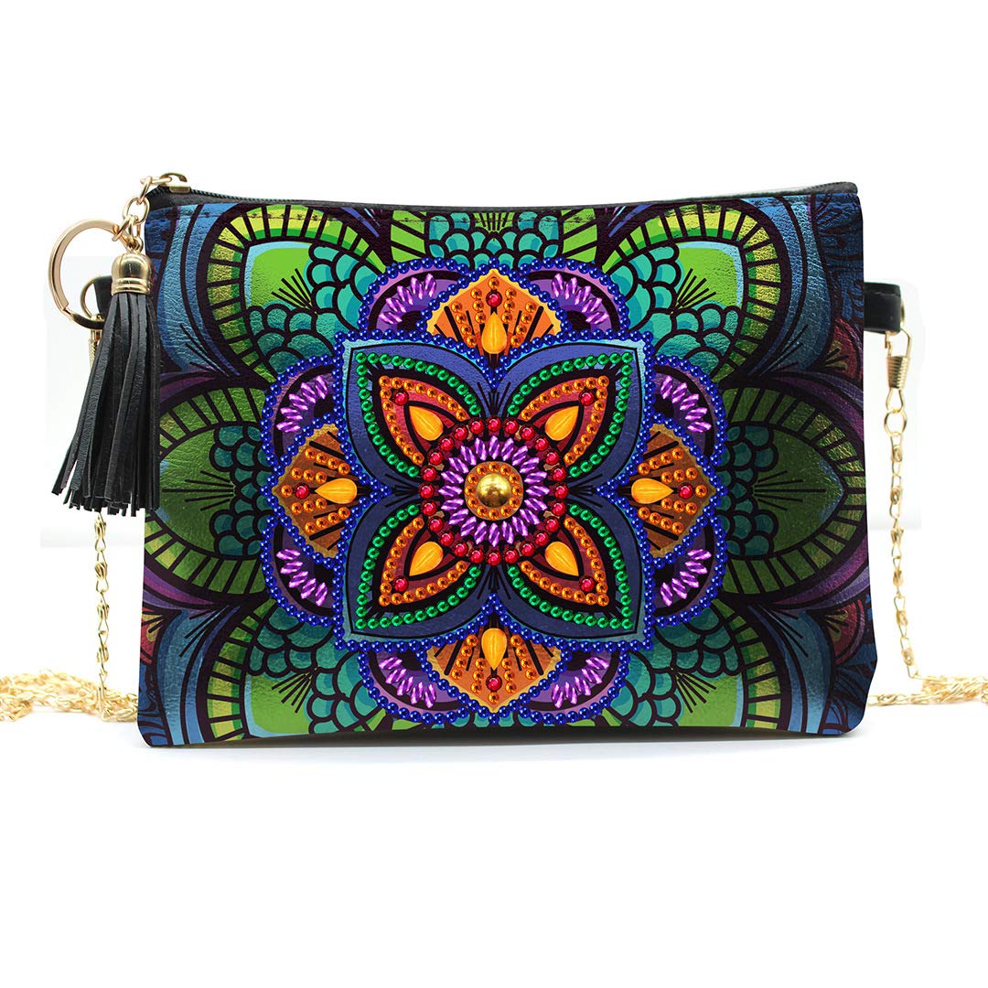 5D DIY Diamond Painting Cross-Body Handbag with Chain - Mandala Rhinestone Cross Stitch Art Craft Kit, Makeup Shoulder Bag with Zipper for Women & Girls | Perfect Gift for Birthday, Party & Daily Use
