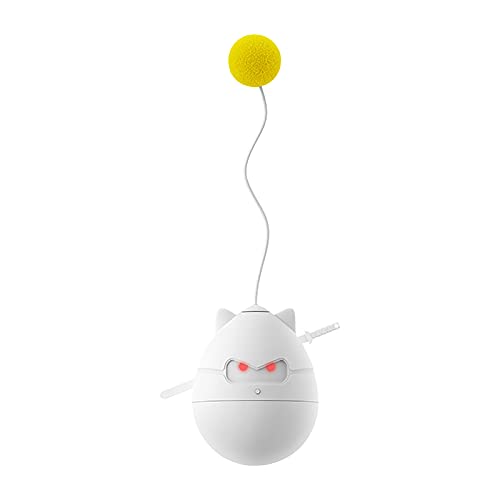 Automatic Electronic Cat Toy - Interactive Tumbler Teaser with Heartbeat for Kittens & Puppies - Fun Pet Comfort Toy for Indoor Play & Stress Relief (White, One Size)