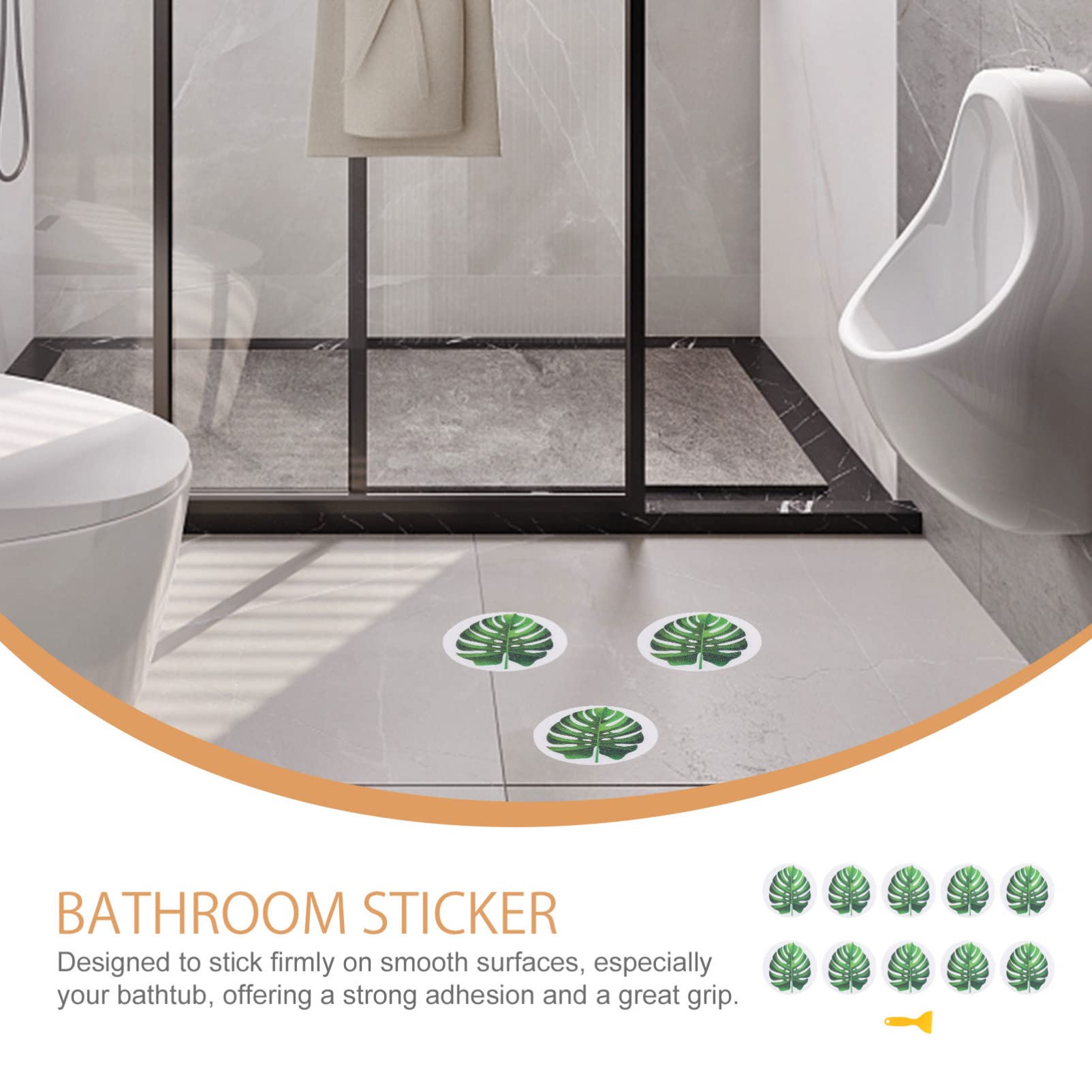 Zerodeko 12-Piece Leaf-Shaped Non-Slip Bath Stickers for Bathtub & Shower Floor - Cute Anti-Skid Decals for Kids & Adults Bathroom Safety - Perfect for Bathtubs, Tiles, and Pool Steps