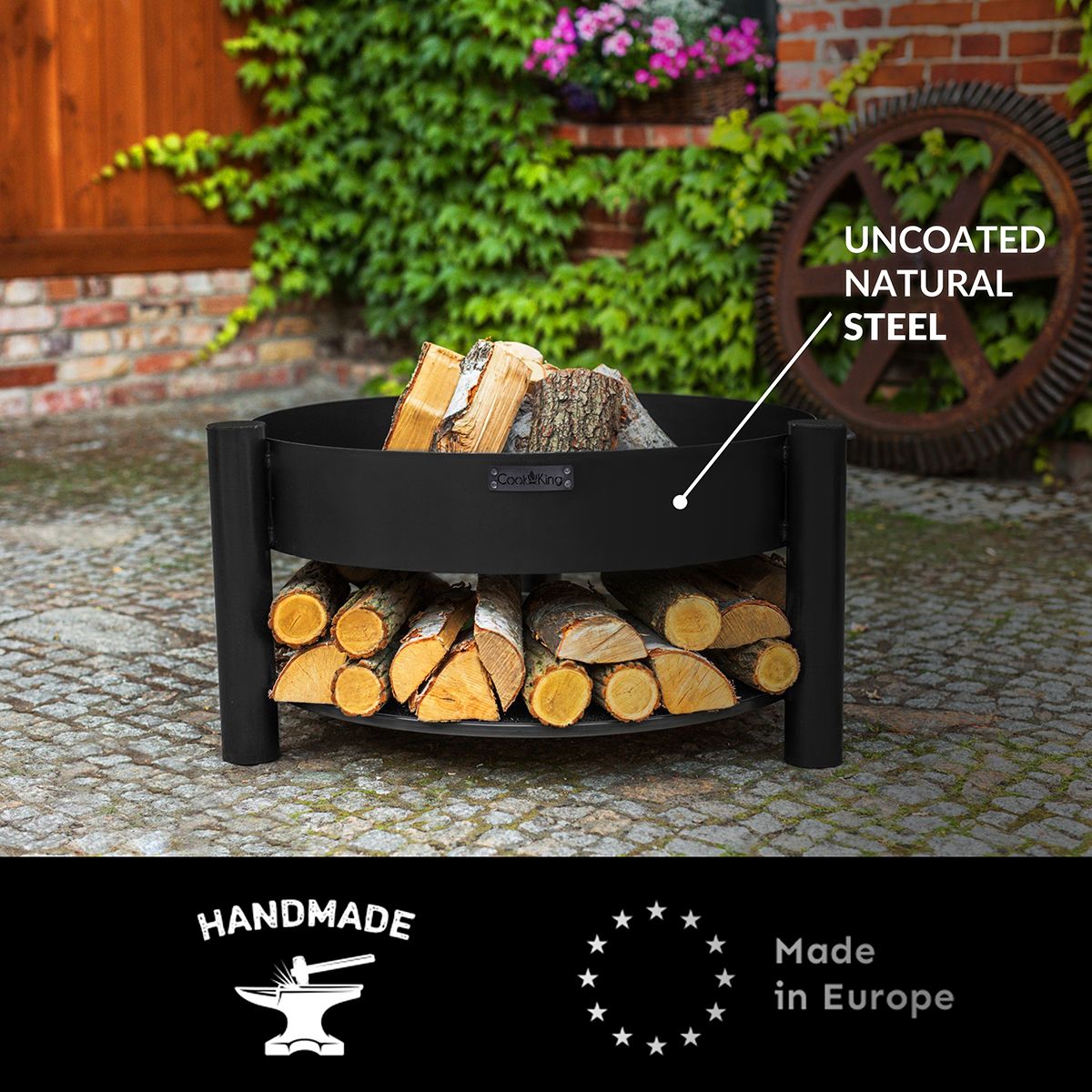Montana 24 Inch Outdoor Fire Pit - Heavy Duty Steel Fire Bowl for Backyard, Patio, Camping & Garden - Perfect for Bonfires, Roasting Marshmallows & Outdoor Gatherings