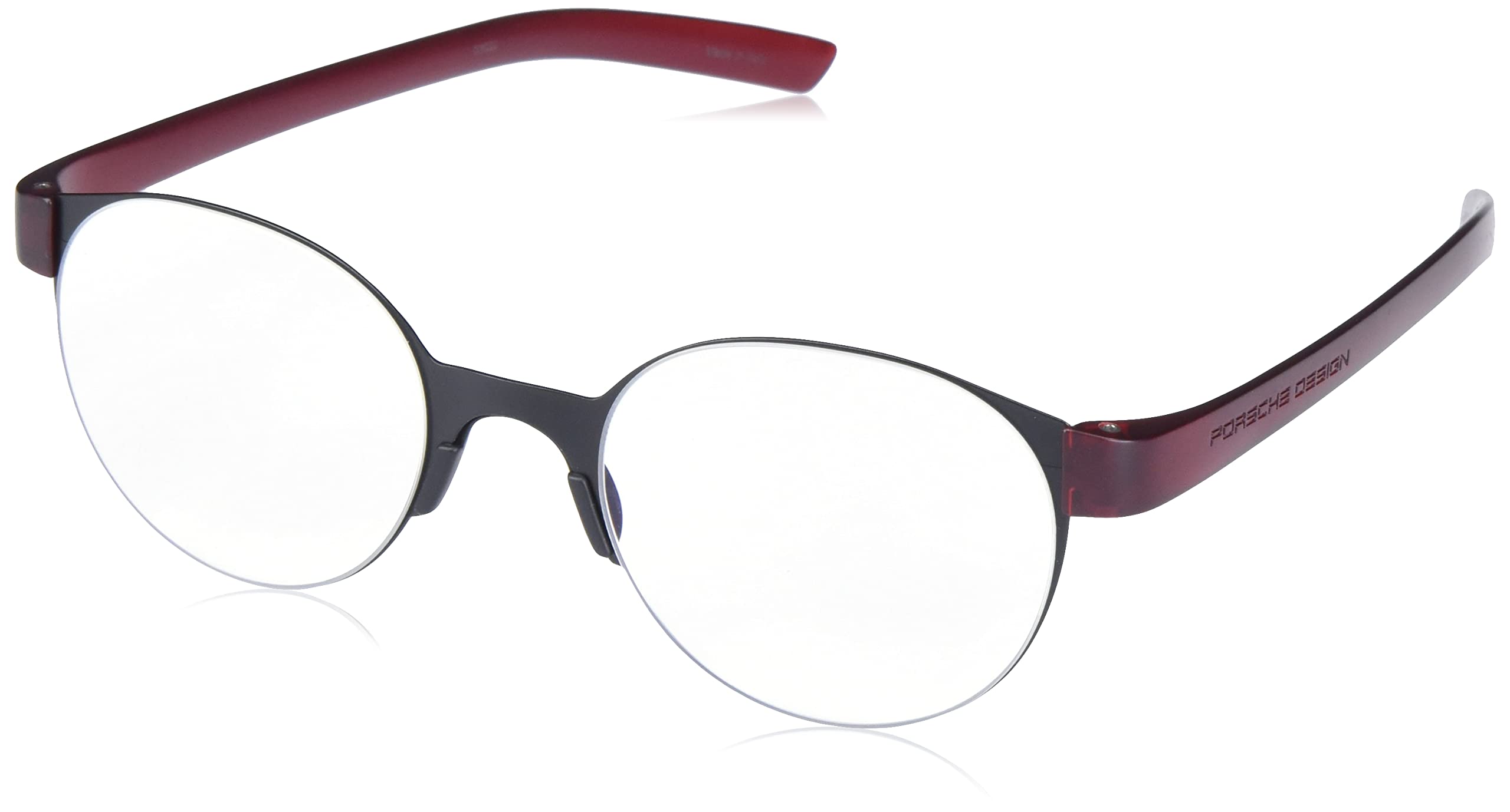 Porsche Design P8812 B Black/Red Reading Glasses for Men & Women - Stylish Lightweight Eyewear for Reading, Office, and Daily Use