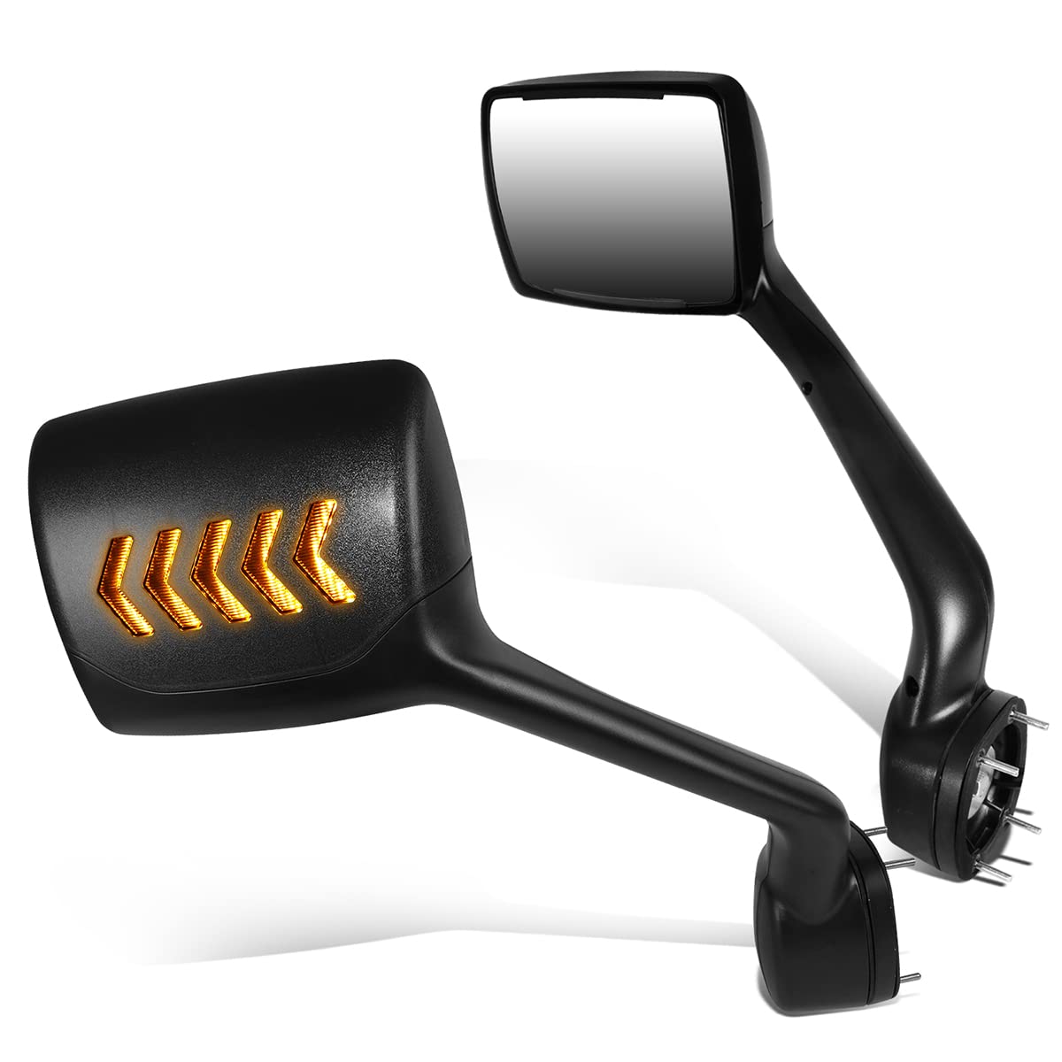 Auto Dynasty Arrow-Pattern LED Sequential Turn Signal Manual Adjust Side Mirrors for Kenworth T680 & Peterbilt 579/587 (2011-2021) - Textured Black - Driver & Passenger Side - Enhanced Visibility & Safety for Truck Drivers
