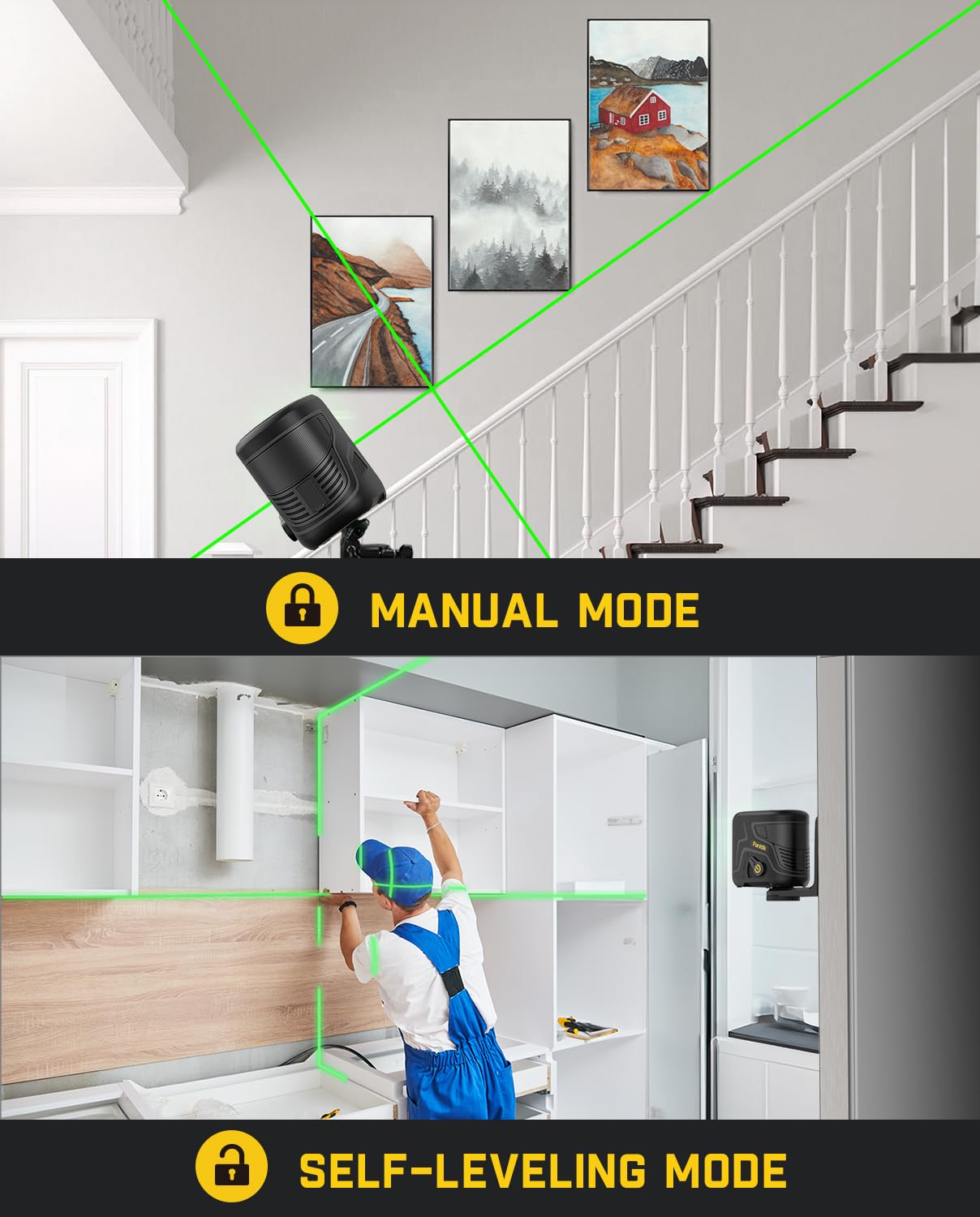 Fanttik D2 PLUS Laser Level - 100ft Green Cross Line, 130° Vertical Beam, Self-Leveling, 2600mAh USB-C Rechargeable, Pulse Mode, 360° Magnetic Base - Perfect for Construction, Renovation & DIY Projects
