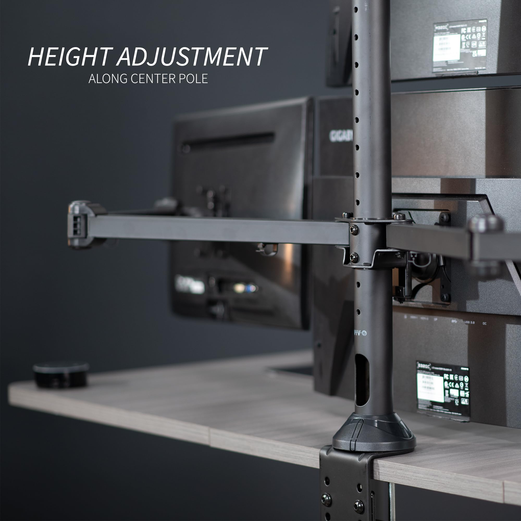 VIVO Quad Monitor Stand for 13 to 32 inch Screens | 4 Arm Adjustable VESA Mount | Heavy Duty Clamp-on Desk Mount | Perfect for Home Office, Gaming & Multi-Tasking Workstations (Black, STAND-V104A)