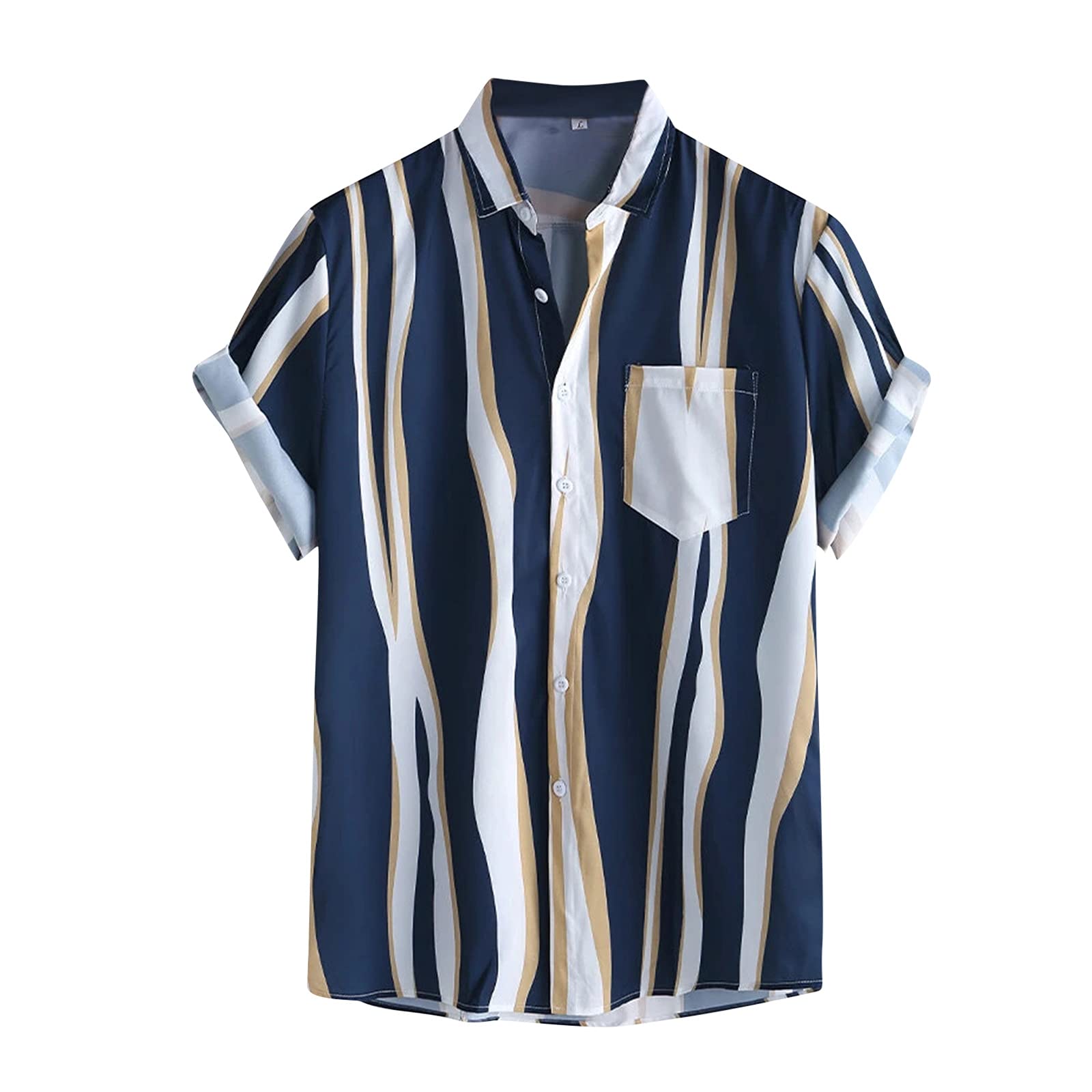 Men's Hawaiian Shirt - Striped Short Sleeve Button Down Shirt for Summer | Breathable Casual Beach Shirt | Perfect for Vacations, Luaus & Tropical Getaways