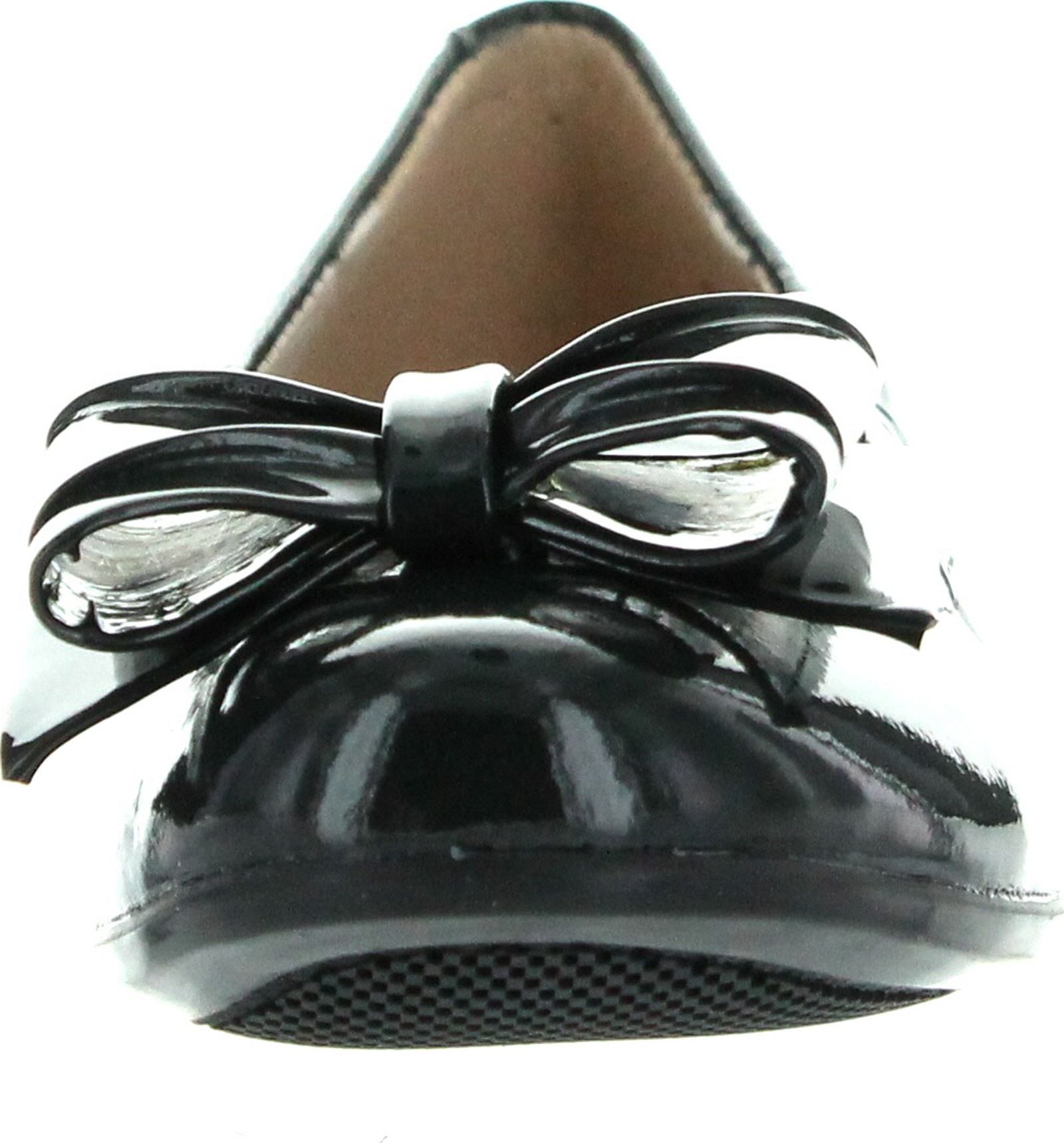 Ivanka Girls' Elegant Bow Flats - Sparkle Dark Grey Patent Leather Dress Shoes for Kids Size 28 | Perfect for Birthday Parties, Pageants & Special Occasions